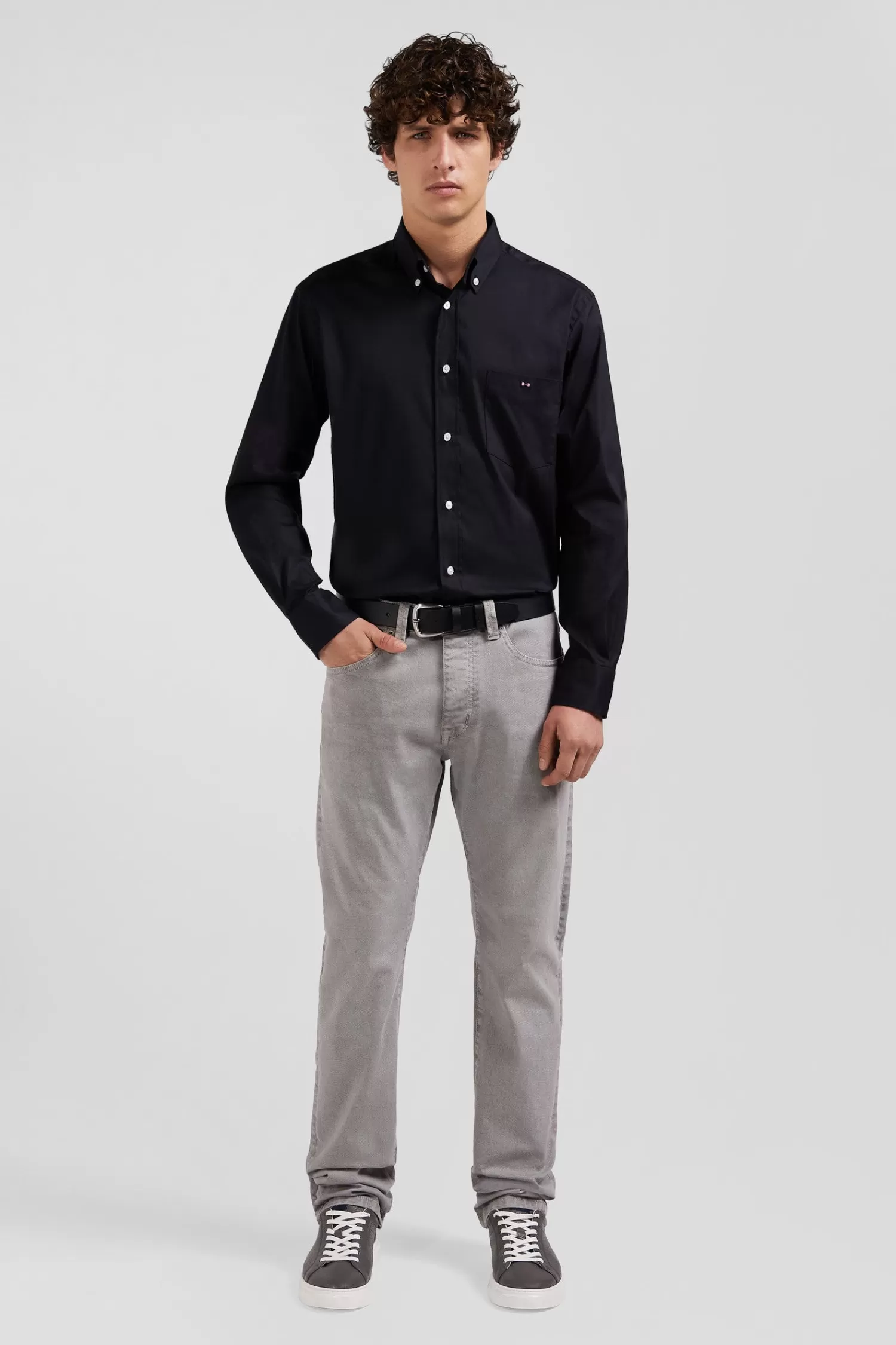 Eden Park Regular plain black mixed stretch cotton shirt< Shirts