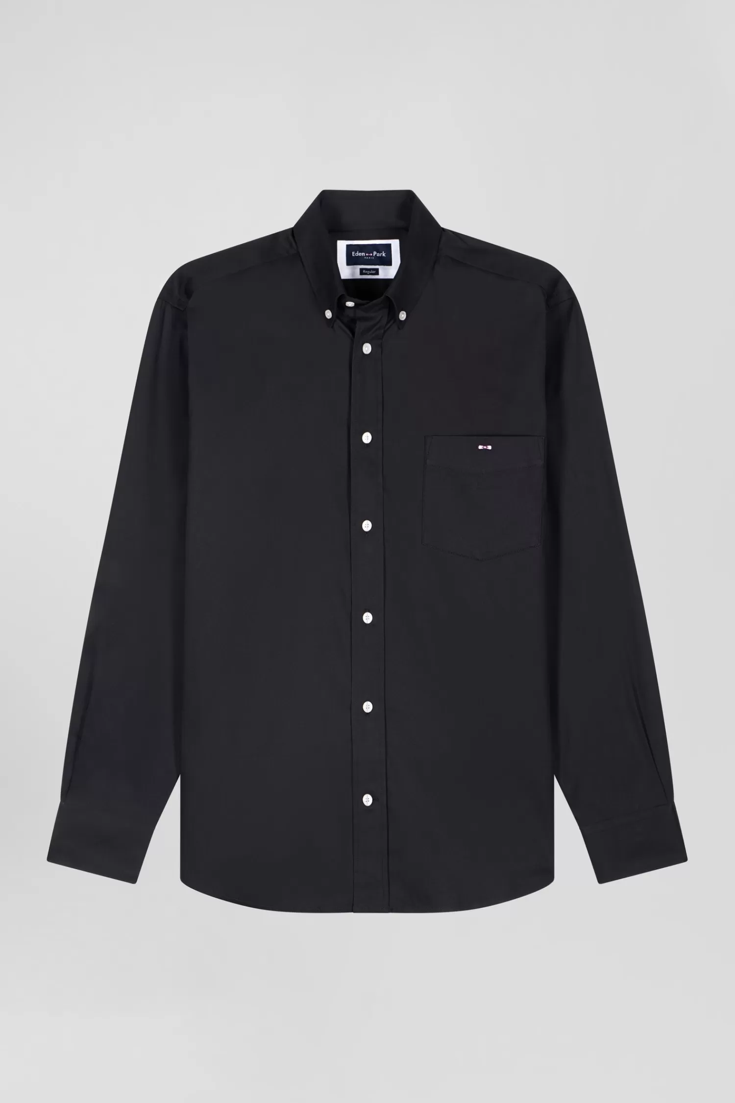 Eden Park Regular plain black mixed stretch cotton shirt< Shirts