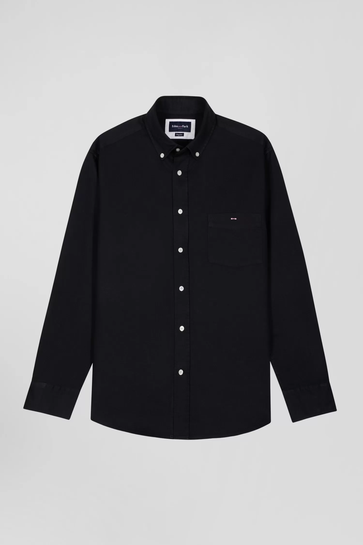 Eden Park Regular plain black piqué cotton shirt< Shirts