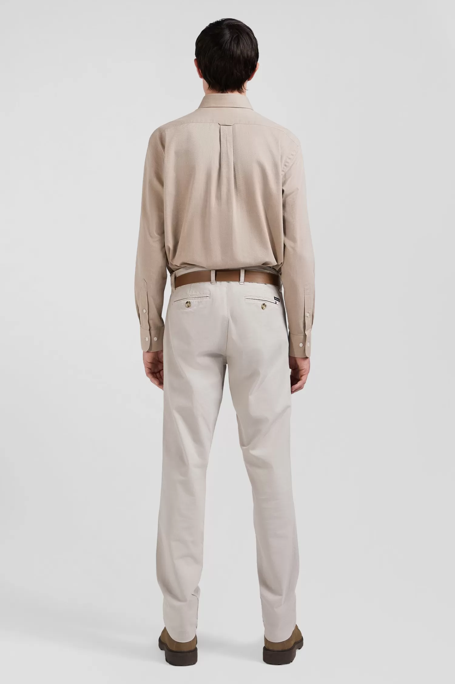 regular_plain_brown_cotton_twill_shirt_with_buttondown_collar_5.webp Eden Park Regular plain brown cotton twill shirt with button-down collar< Shirts