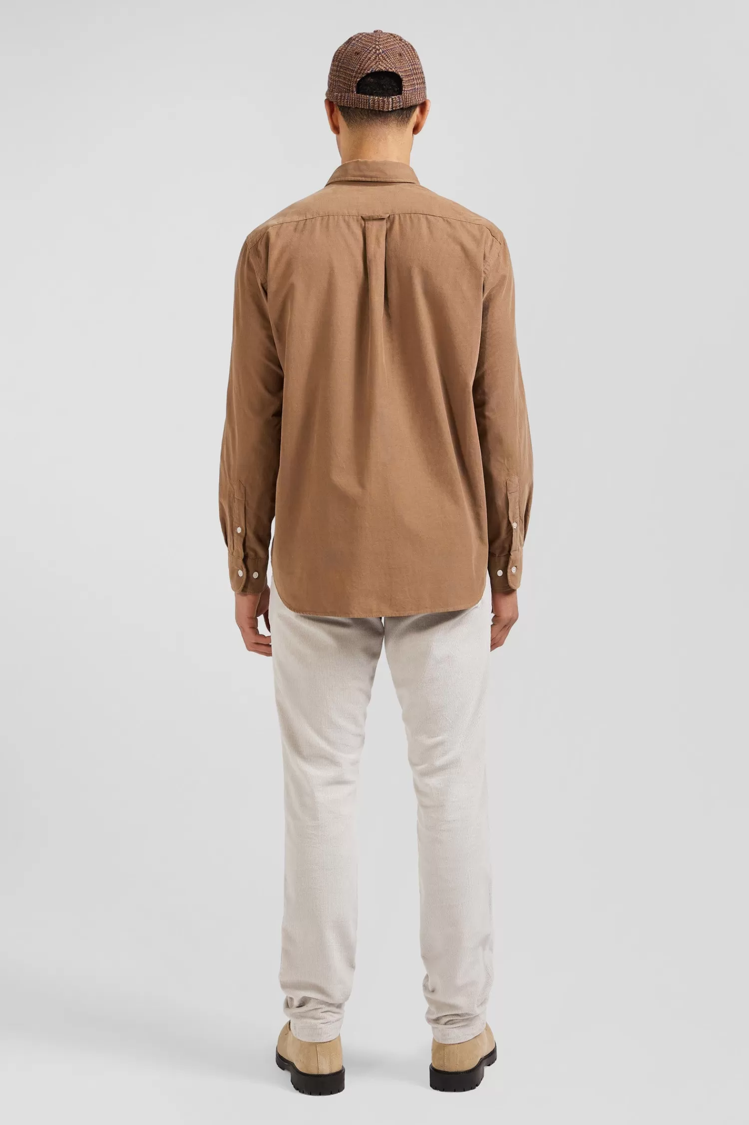 regular_plain_camel_cotton_shirt_with_buttondown_collar_and_chest_pocket_5.webp Eden Park Regular plain camel cotton shirt with button-down collar and chest pocket< Shirts