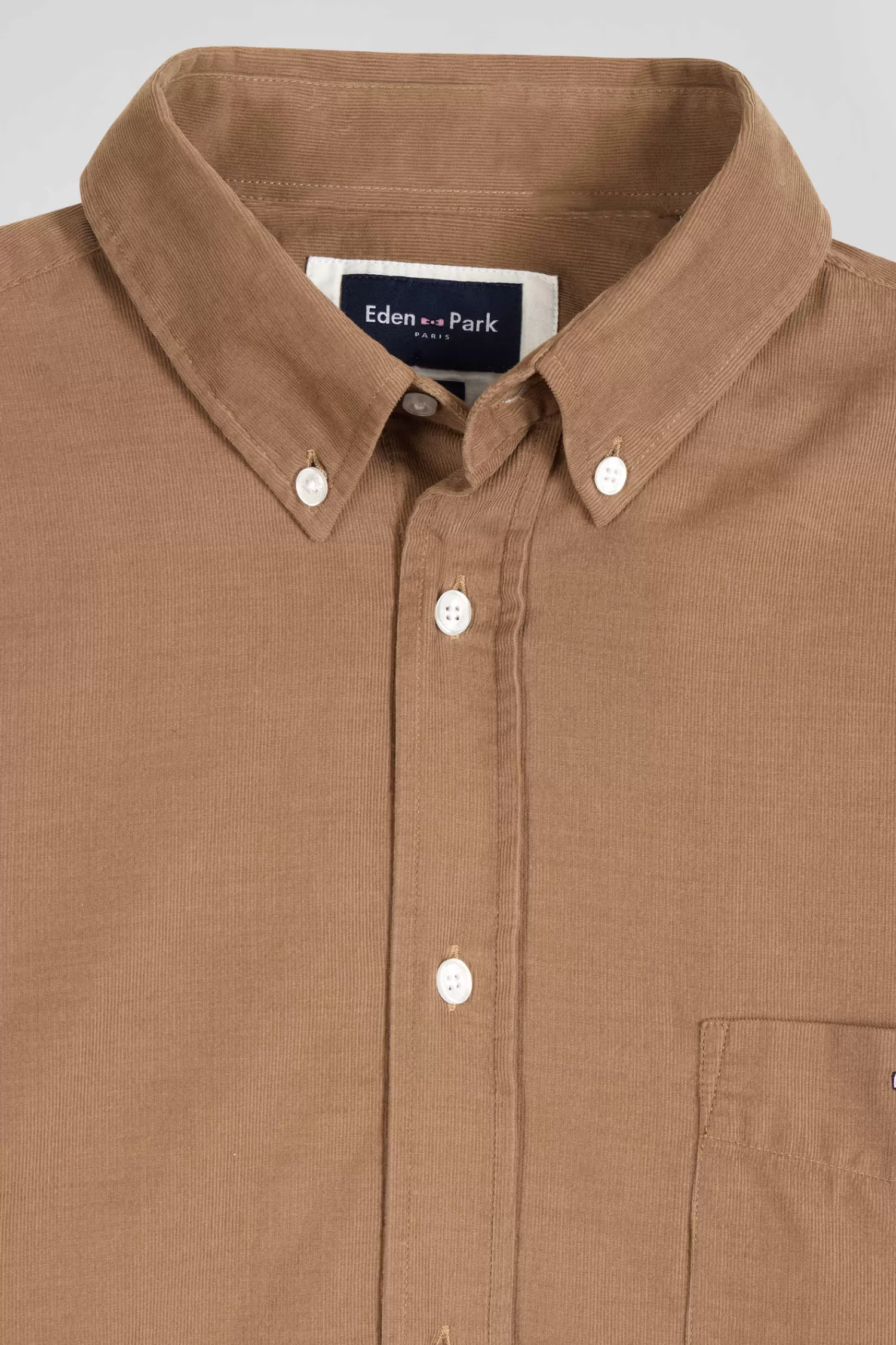 regular_plain_camel_cotton_shirt_with_buttondown_collar_and_chest_pocket_6.webp Eden Park Regular plain camel cotton shirt with button-down collar and chest pocket< Shirts