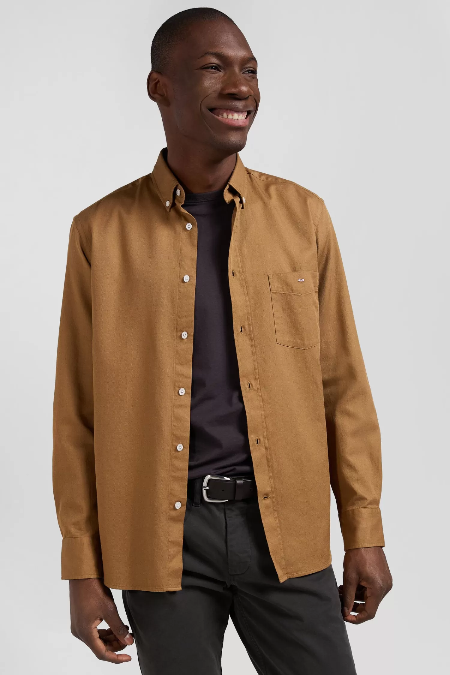 regular_plain_camel_piqu_cotton_shirt_2.webp Eden Park Regular plain camel piqué cotton shirt< Shirts