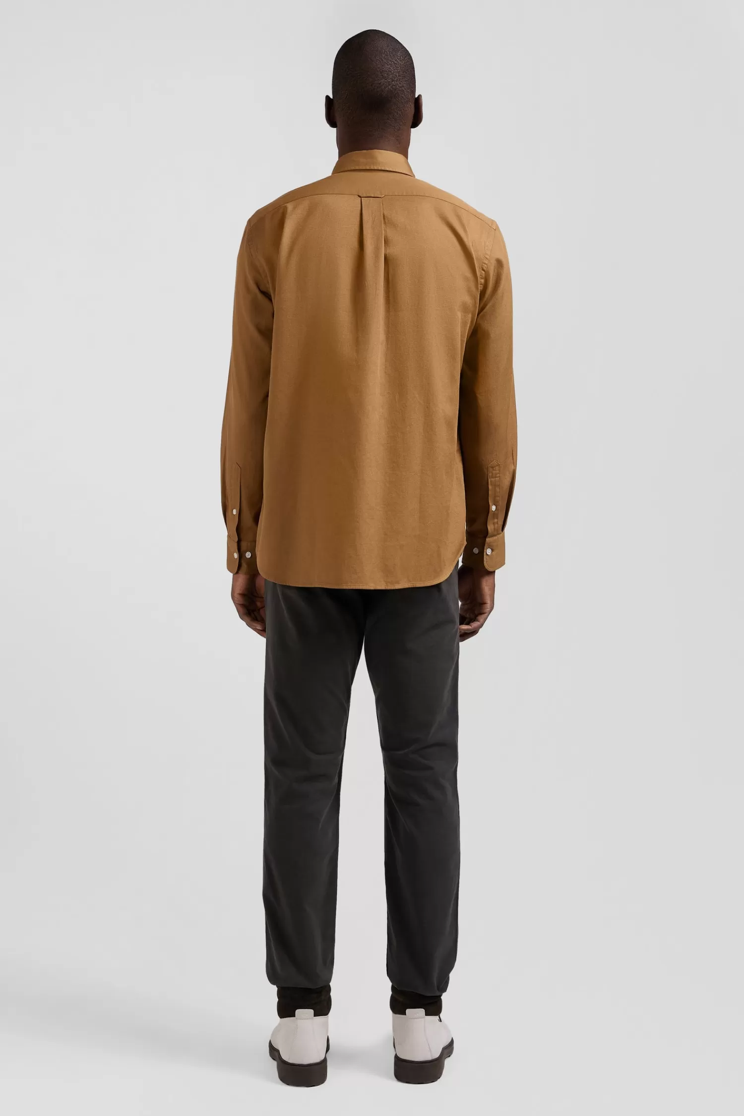 regular_plain_camel_piqu_cotton_shirt_5.webp Eden Park Regular plain camel piqué cotton shirt< Shirts