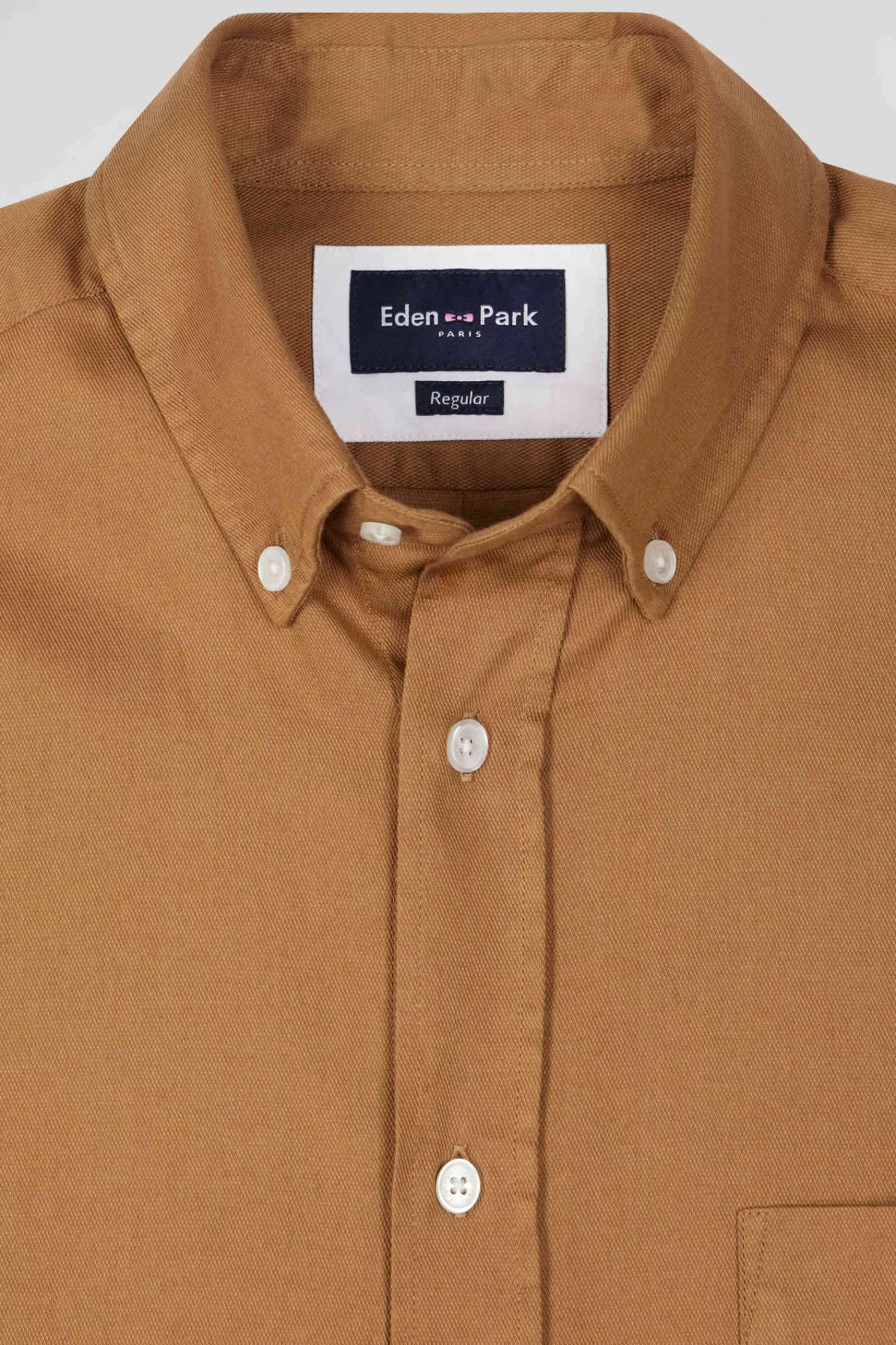 regular_plain_camel_piqu_cotton_shirt_6.webp Eden Park Regular plain camel piqué cotton shirt< Shirts