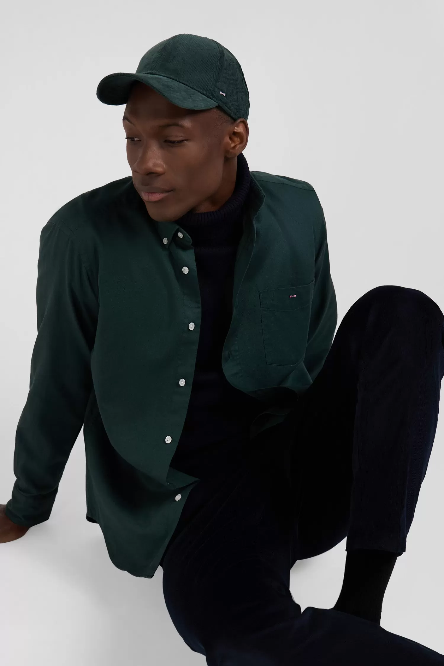 regular_plain_green_piqu_cotton_shirt_2.webp Eden Park Regular plain green piqué cotton shirt< Shirts