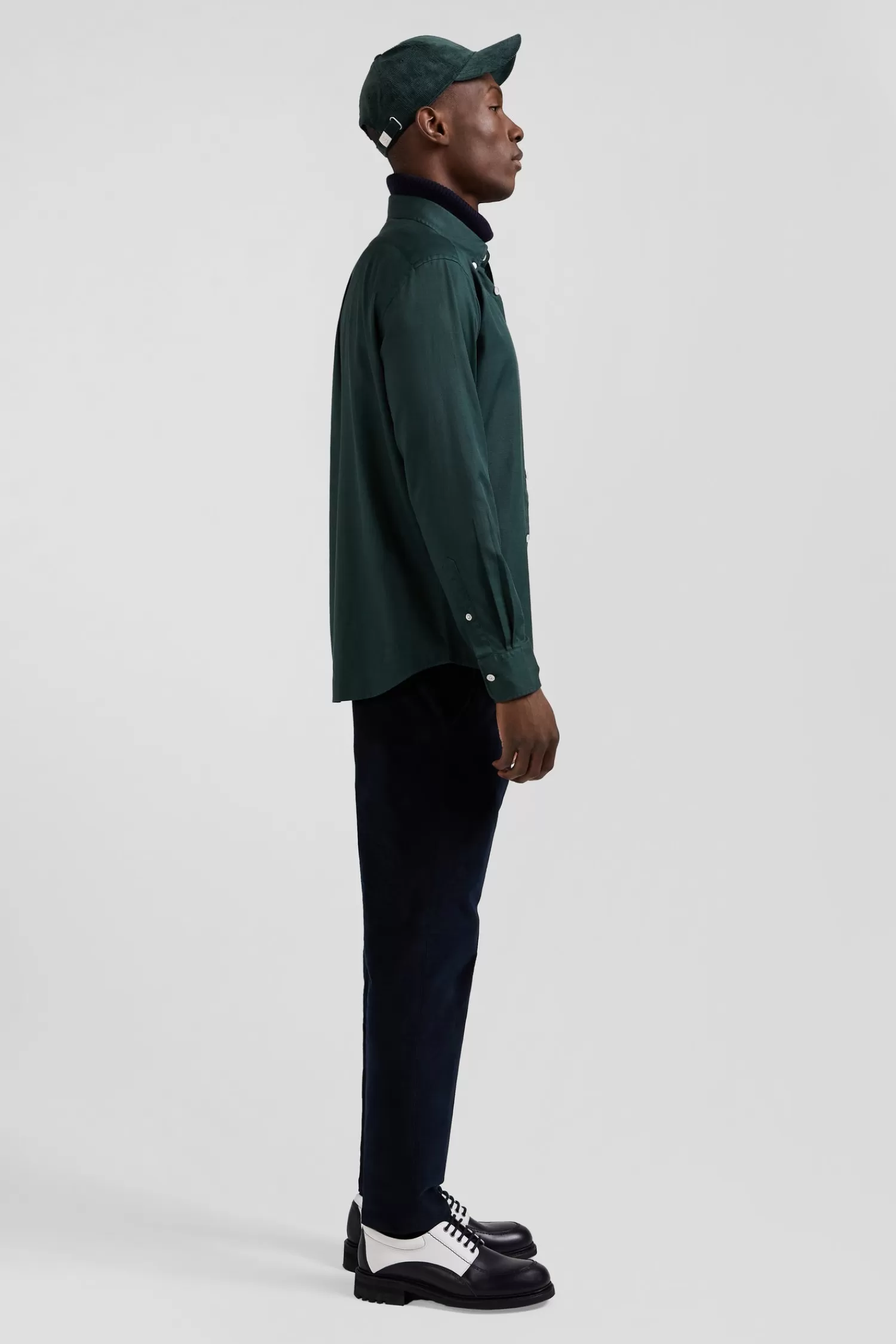 regular_plain_green_piqu_cotton_shirt_4.webp Eden Park Regular plain green piqué cotton shirt< Shirts