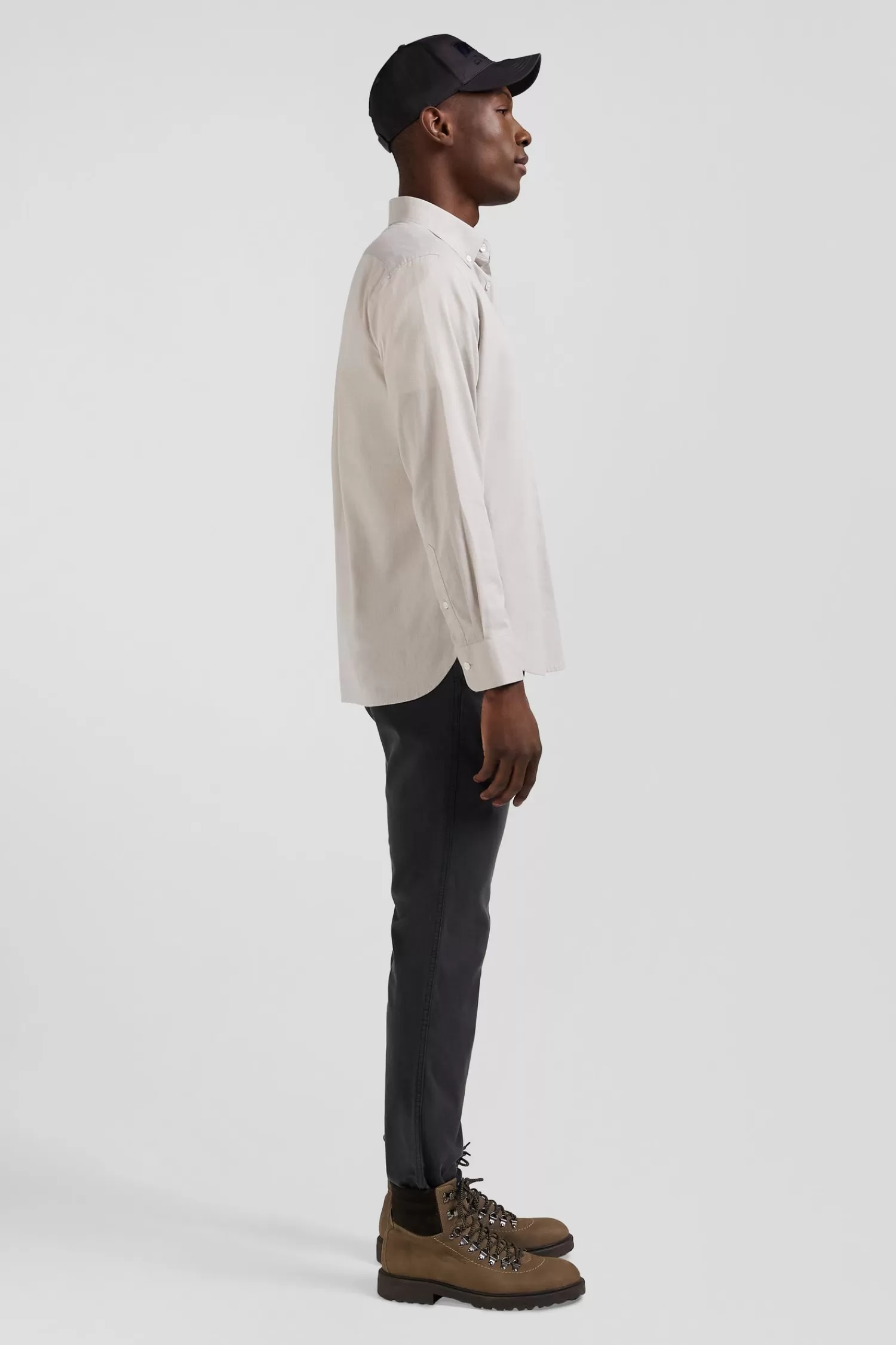 regular_plain_grey_cotton_twill_shirt_with_buttondown_collar_4.webp Eden Park Regular plain grey cotton twill shirt with button-down collar< Shirts