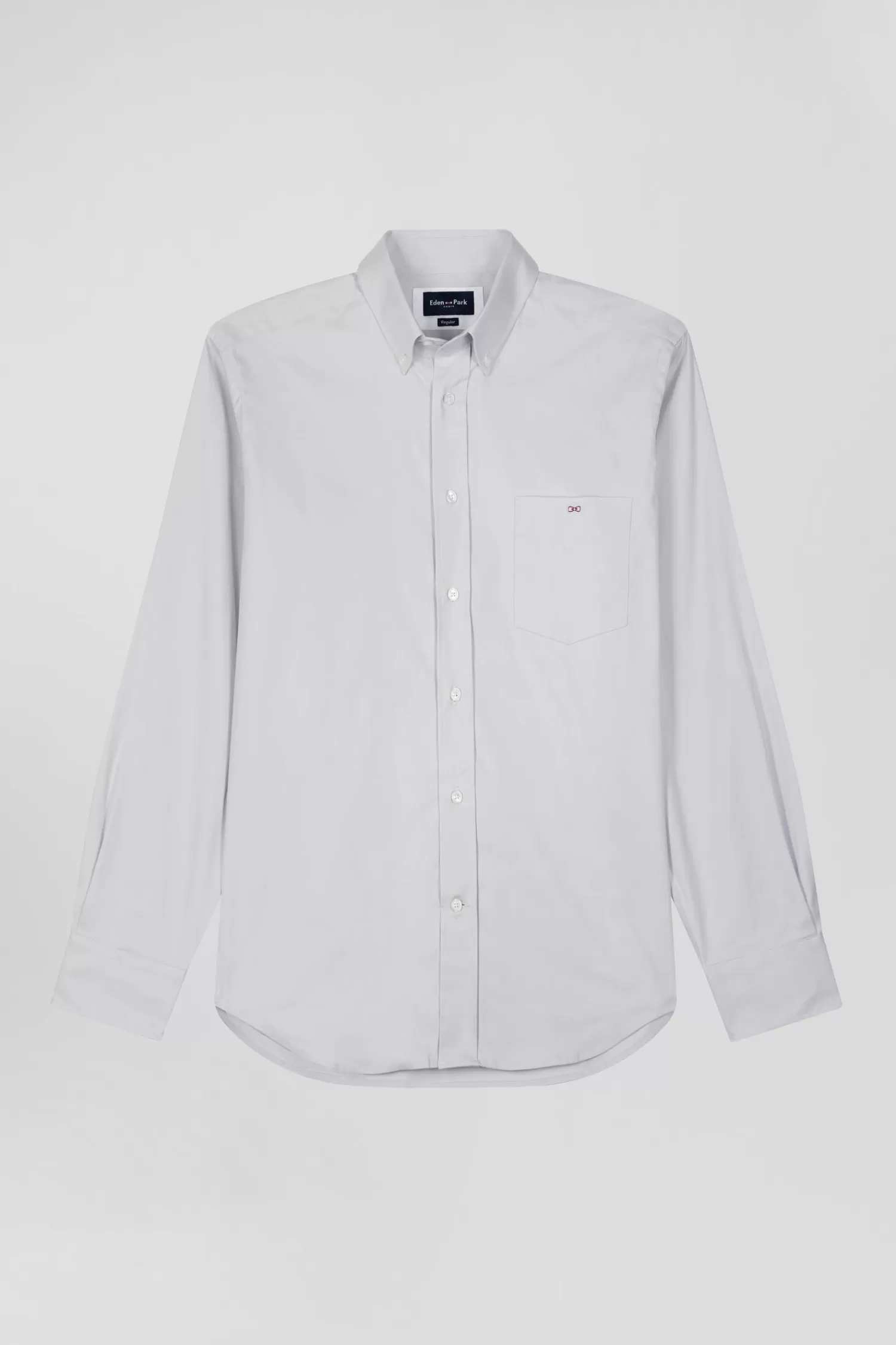 Eden Park Regular plain grey mixed stretch cotton shirt< Shirts