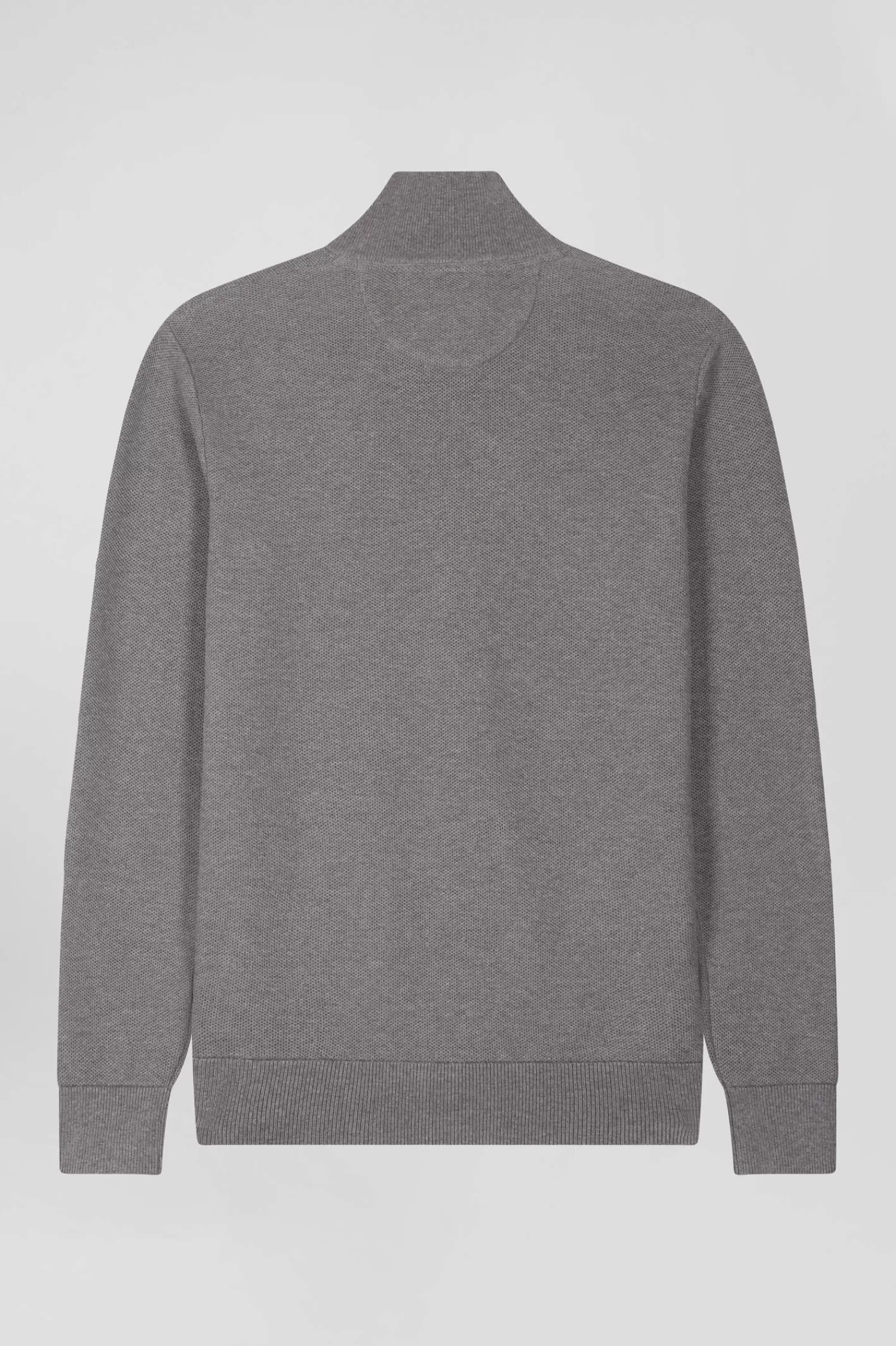 regular_plain_mottled_grey_cotton_high_collar_zipped_cardigan_3.webp Eden Park Regular plain mottled grey cotton high collar zipped cardigan< Cardigans