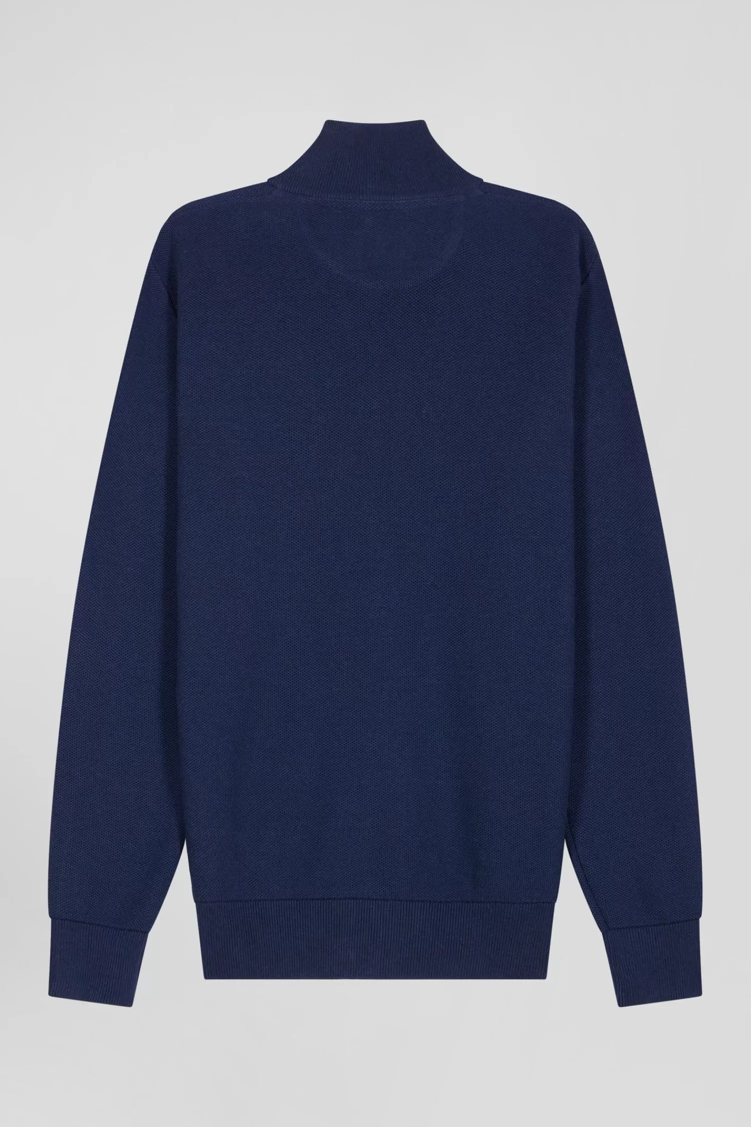 regular_plain_navy_blue_cotton_high_collar_zipped_cardigan_3.webp Eden Park Regular plain navy blue cotton high collar zipped cardigan< Cardigans