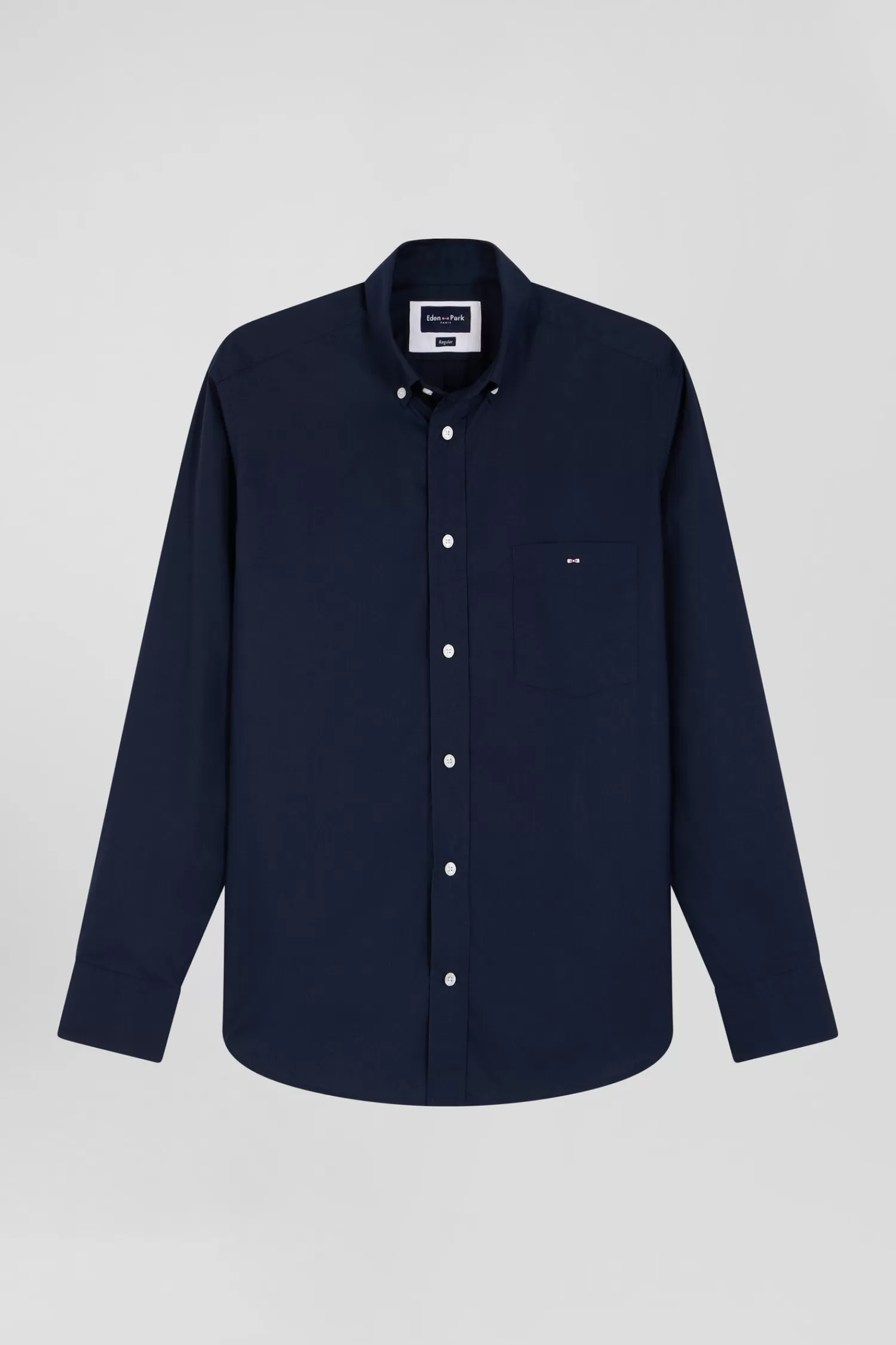 Eden Park Regular plain navy blue cotton poplin shirt< Shirts