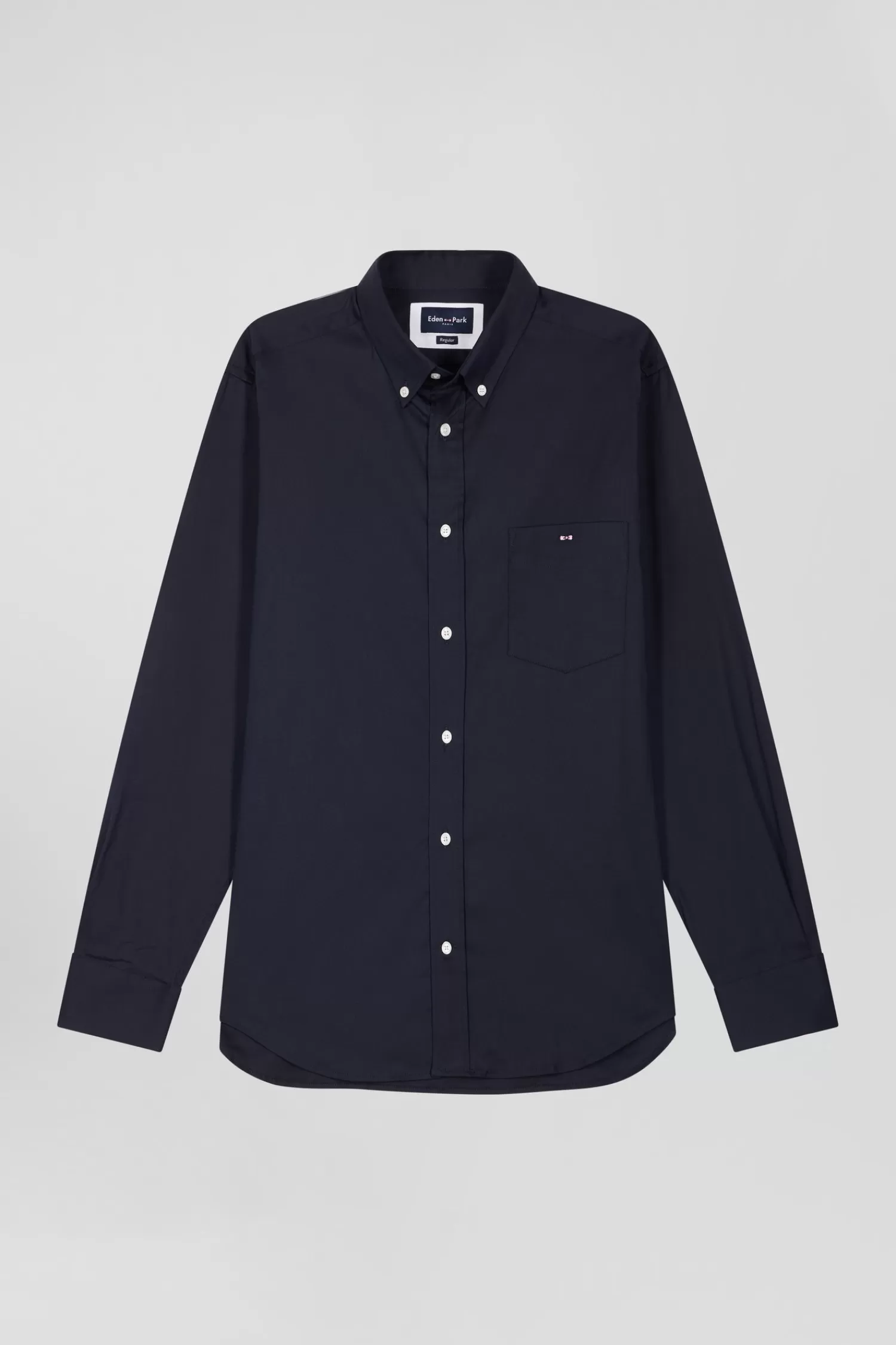 Eden Park Regular plain navy blue mixed stretch cotton shirt< Shirts