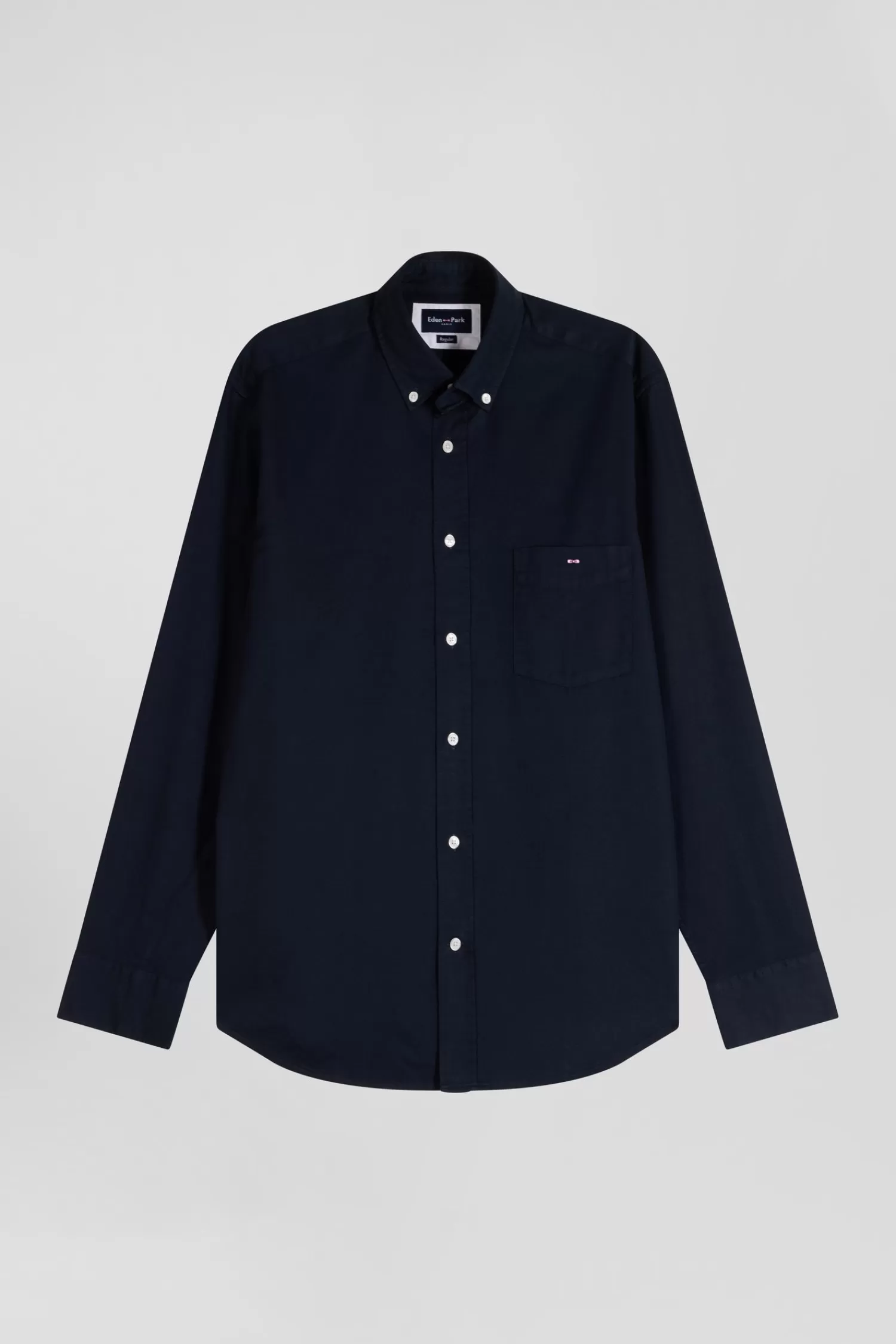 Eden Park Regular plain navy blue piqué cotton shirt< Shirts