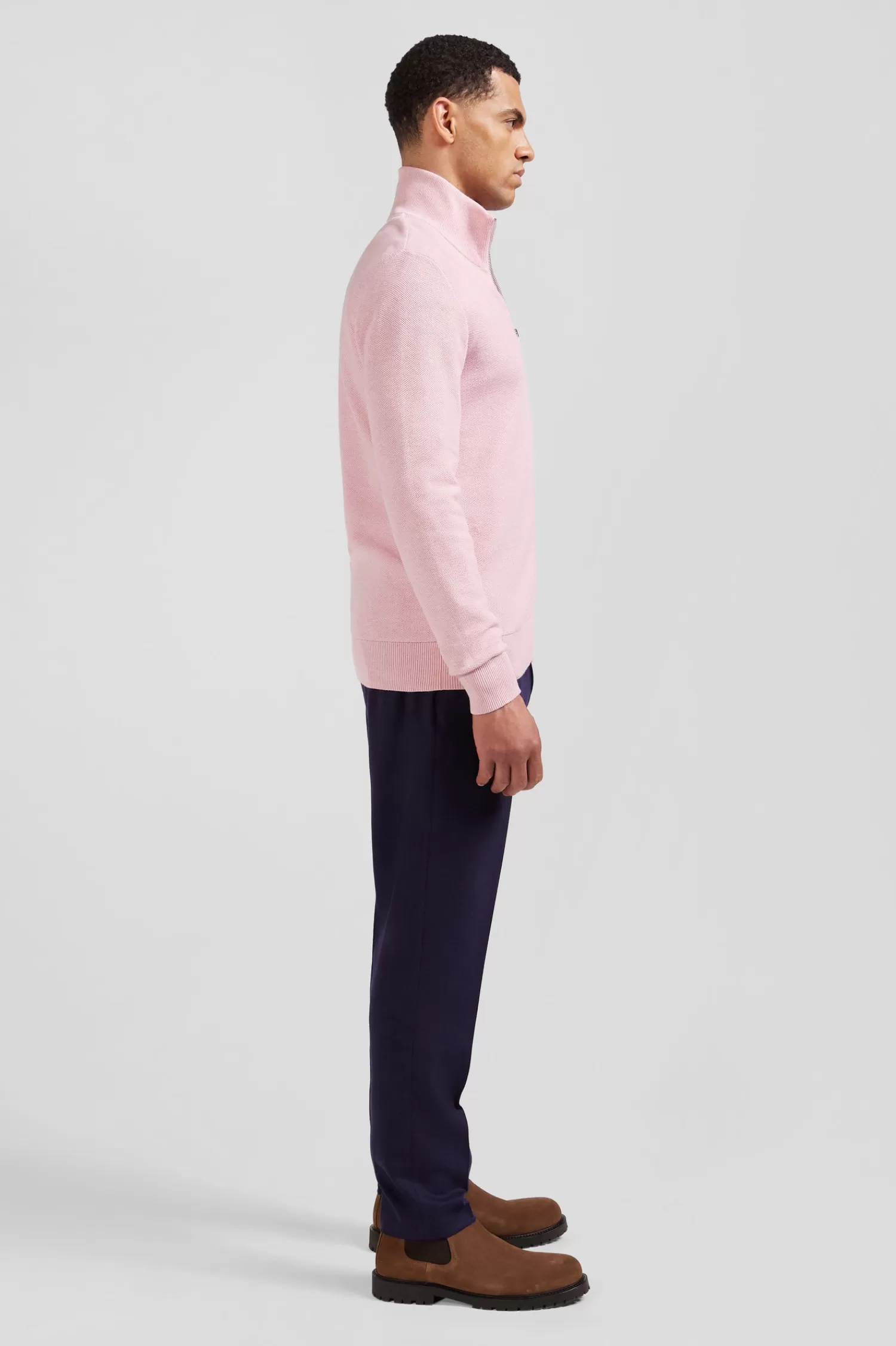 regular_plain_pink_cotton_high_collar_zipped_cardigan_4.webp Eden Park Regular plain pink cotton high collar zipped cardigan< Cardigans