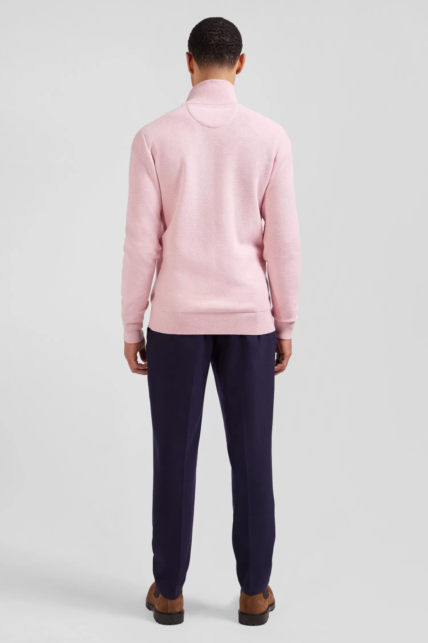 regular_plain_pink_cotton_high_collar_zipped_cardigan_5.webp Eden Park Regular plain pink cotton high collar zipped cardigan< Cardigans