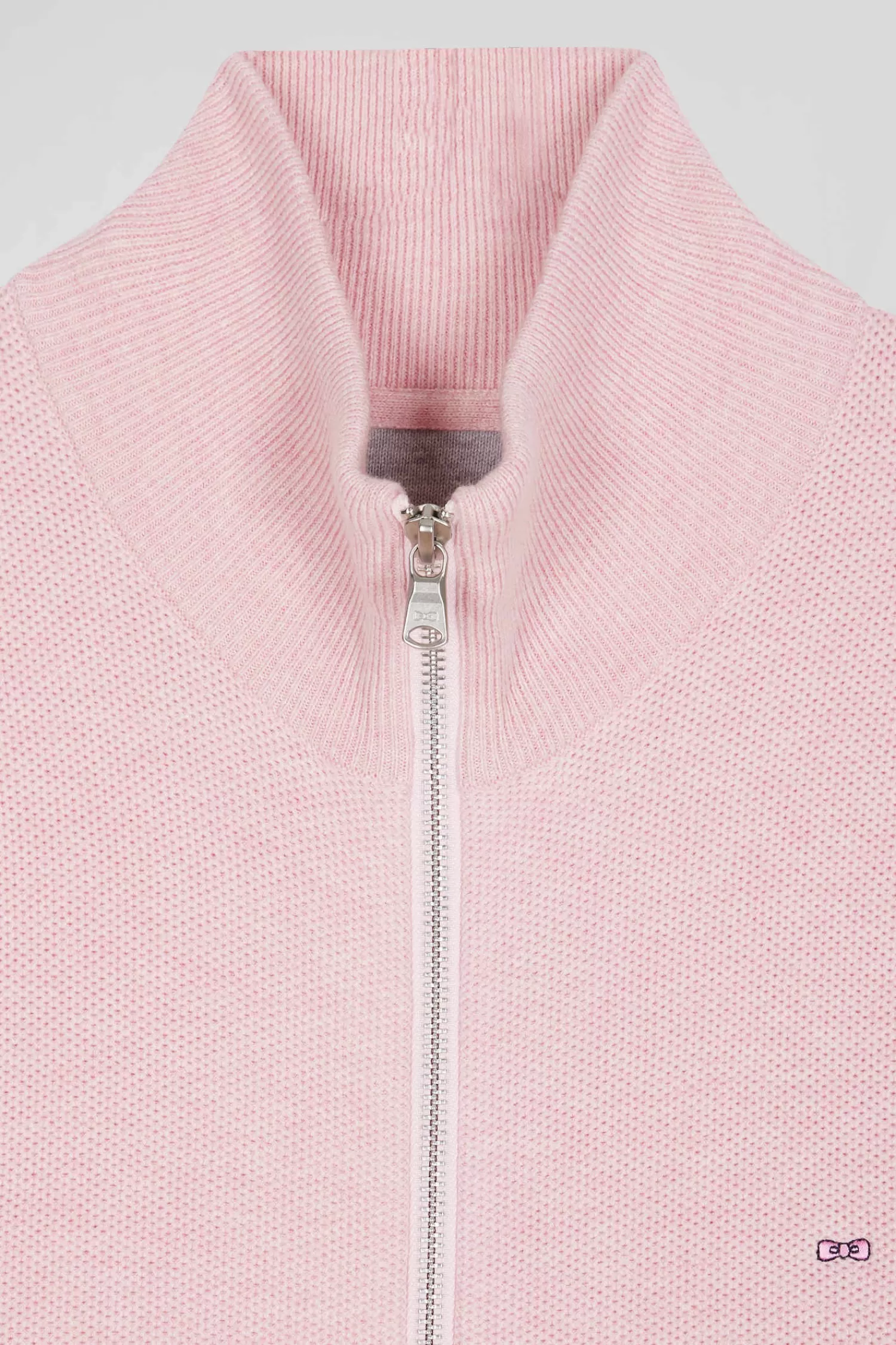 regular_plain_pink_cotton_high_collar_zipped_cardigan_6.webp Eden Park Regular plain pink cotton high collar zipped cardigan< Cardigans