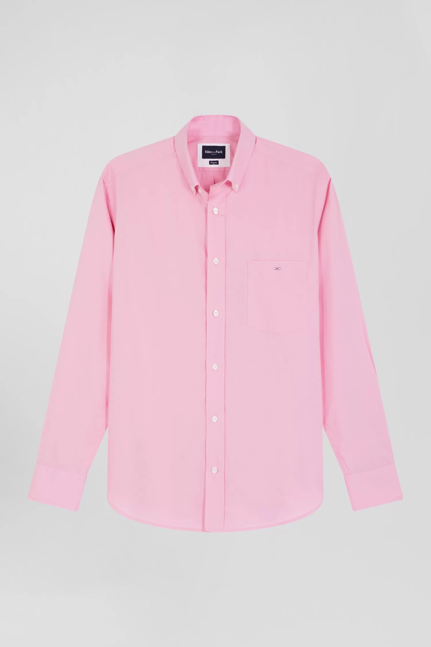 Eden Park Regular plain pink cotton poplin shirt< Shirts