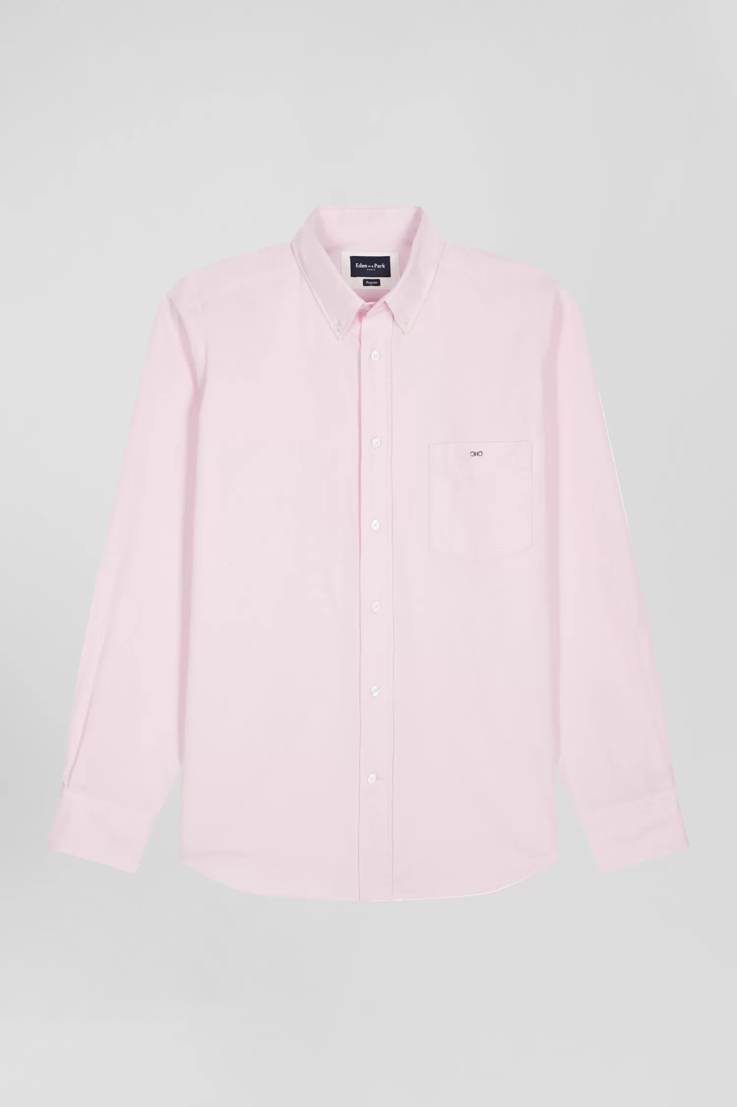 Eden Park Regular plain pink cotton shirt with button-down collar and chest pocket< Shirts