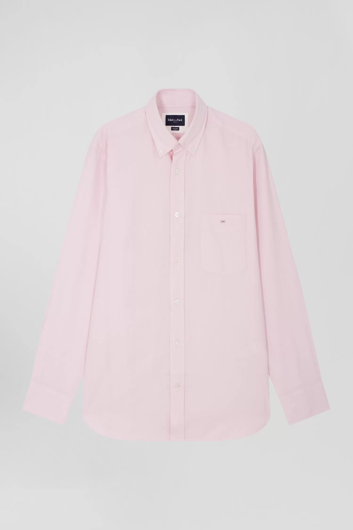 Eden Park Regular plain pink cotton twill shirt with button-down collar< Shirts