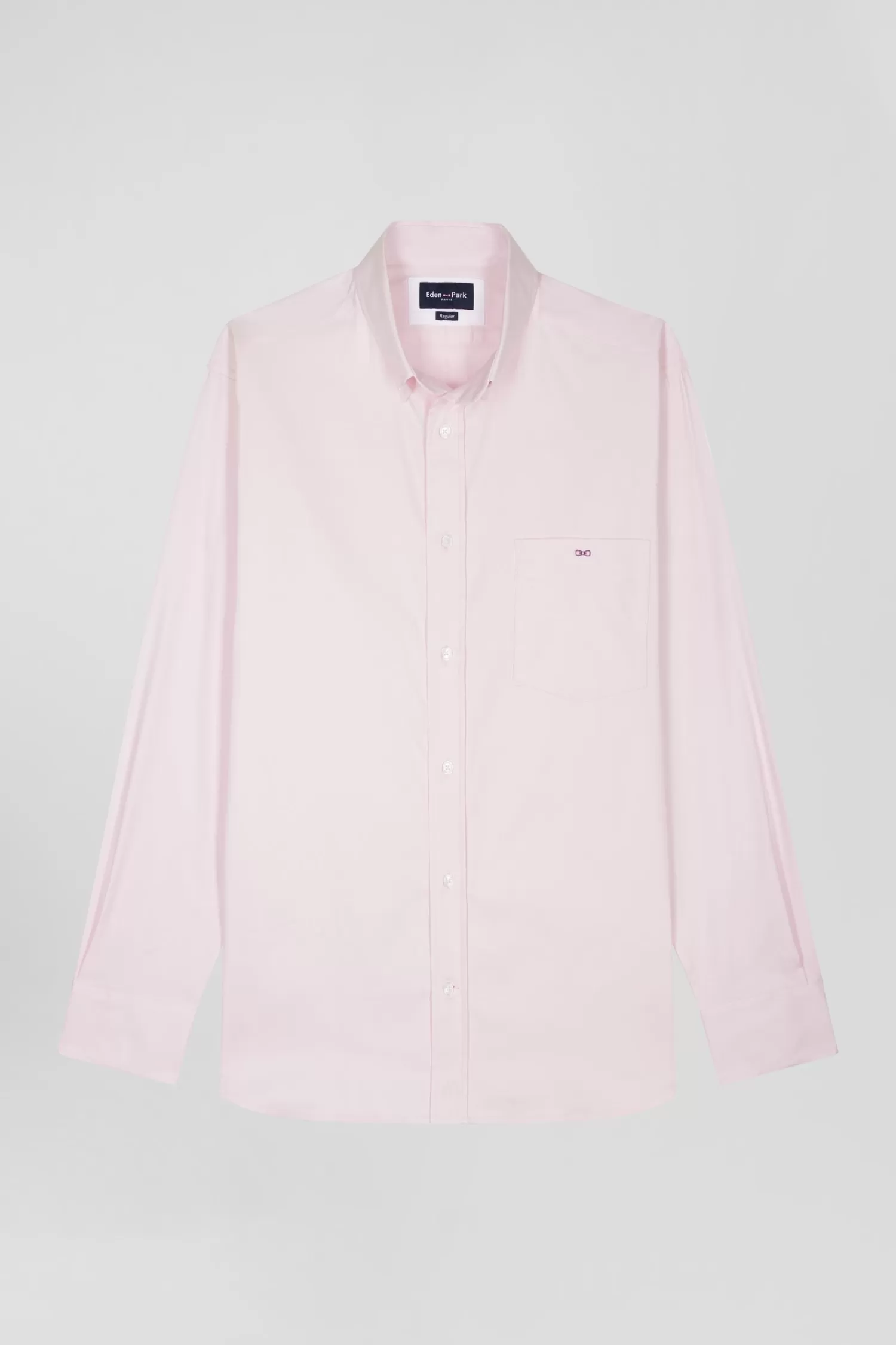 Eden Park Regular plain pink mixed stretch cotton shirt< Shirts