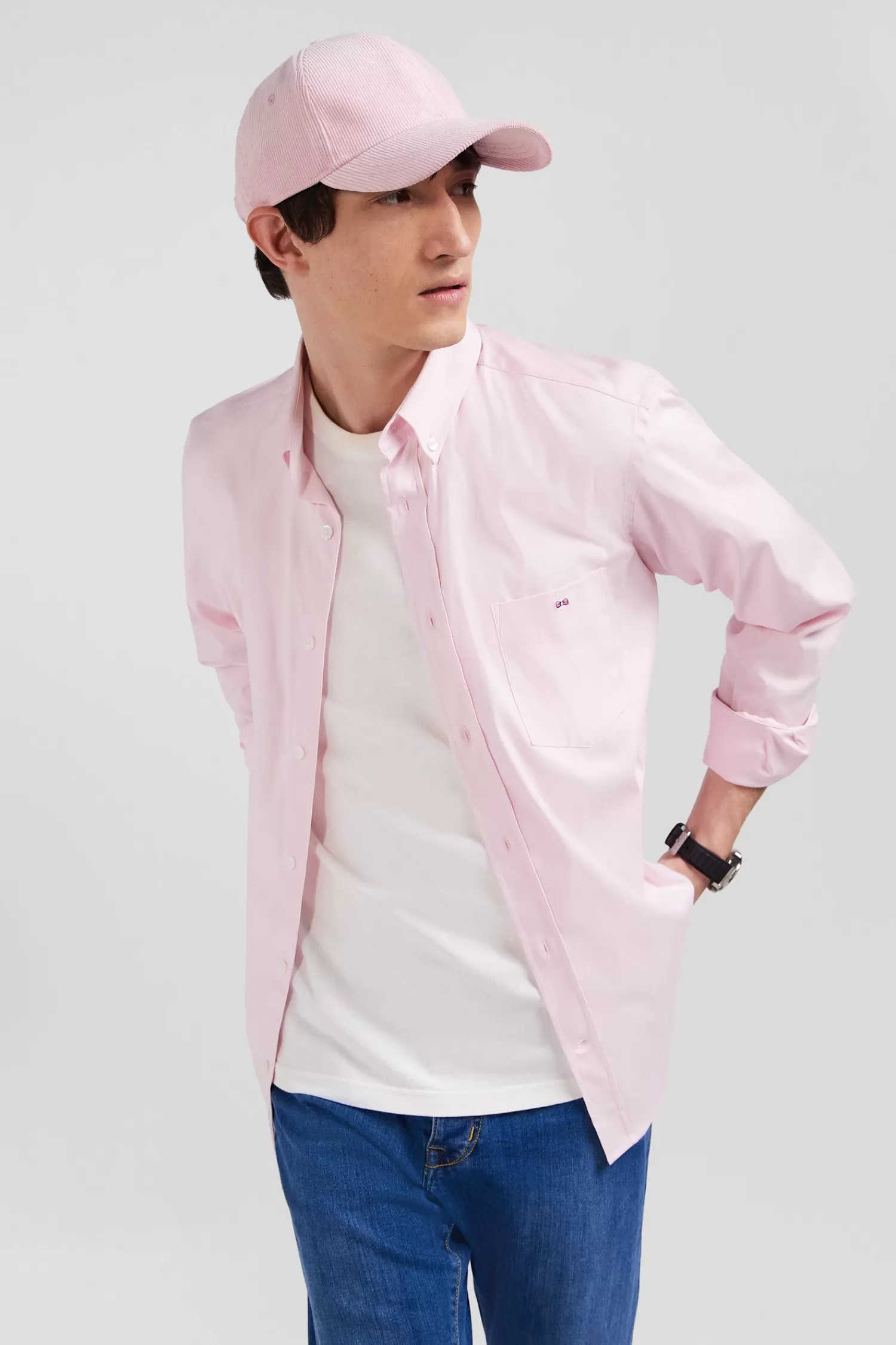regular_plain_pink_mixed_stretch_cotton_shirt_2.webp Eden Park Regular plain pink mixed stretch cotton shirt< Shirts