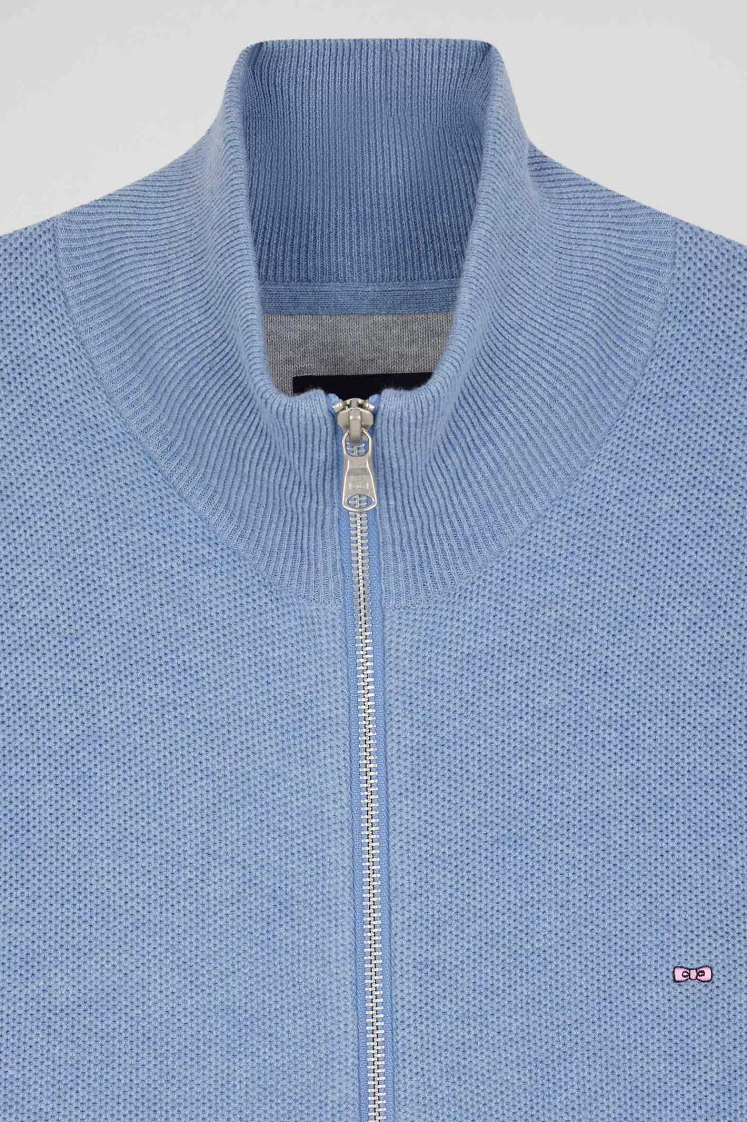 regular_plain_sky_blue_cotton_high_collar_zipped_cardigan_6.webp Eden Park Regular plain sky blue cotton high collar zipped cardigan< Cardigans
