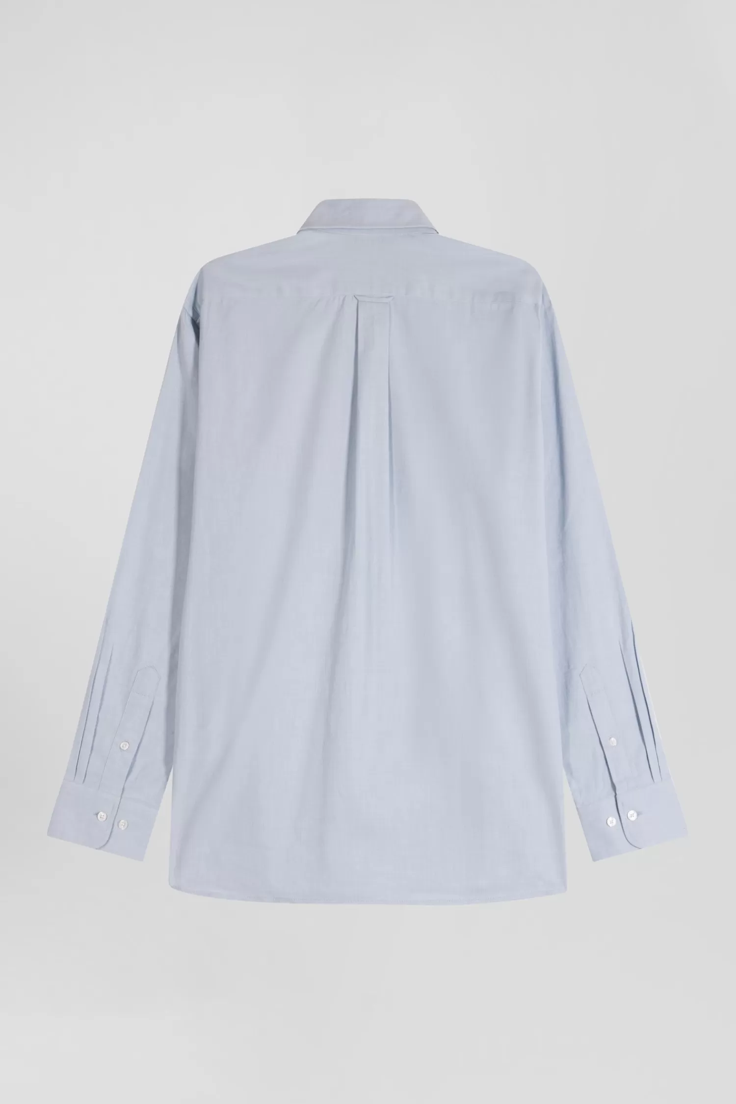 regular_plain_sky_blue_cotton_twill_shirt_with_buttondown_collar_4.webp Eden Park Regular plain sky blue cotton twill shirt with button-down collar< Shirts