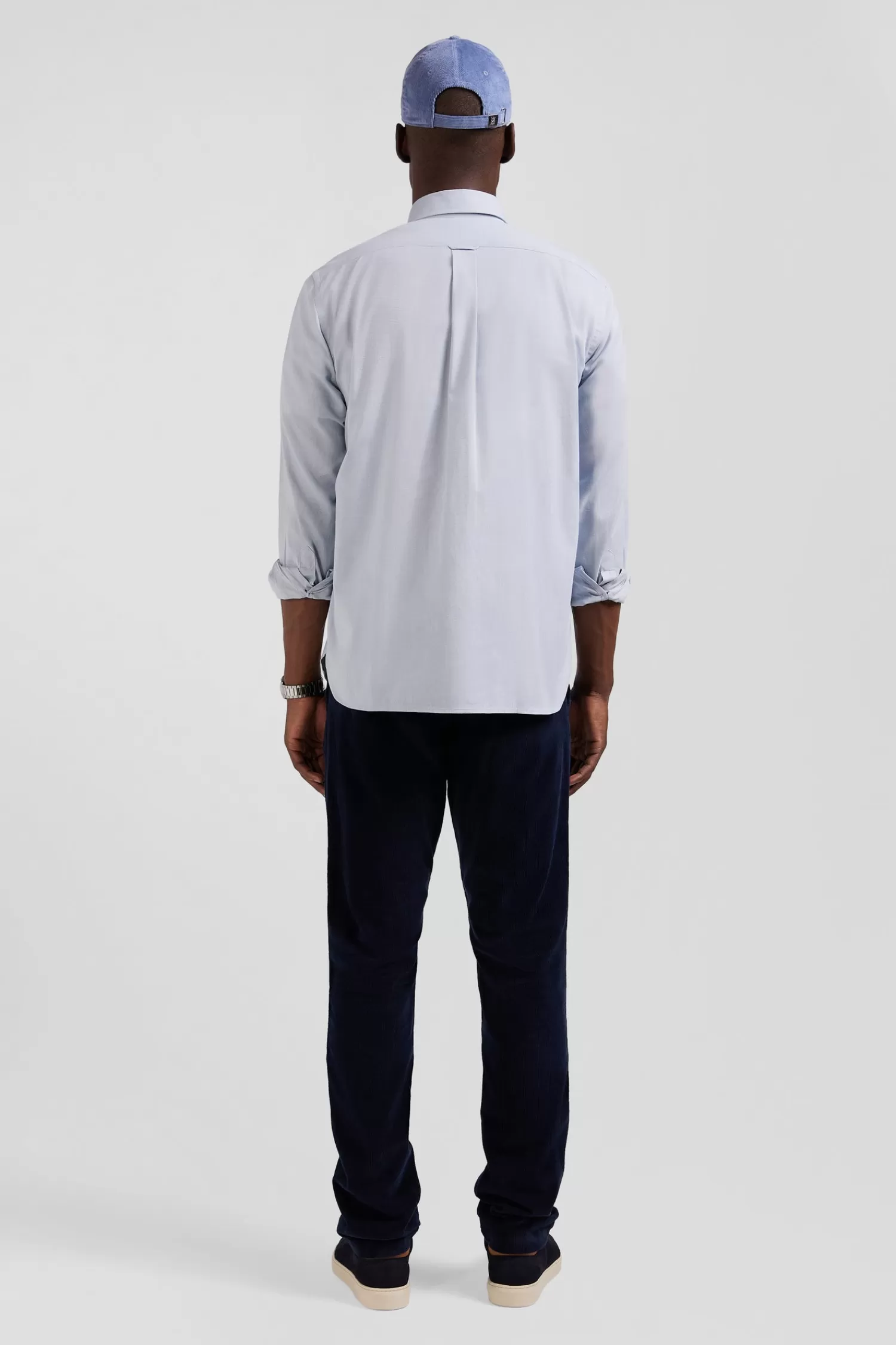 regular_plain_sky_blue_cotton_twill_shirt_with_buttondown_collar_5.webp Eden Park Regular plain sky blue cotton twill shirt with button-down collar< Shirts