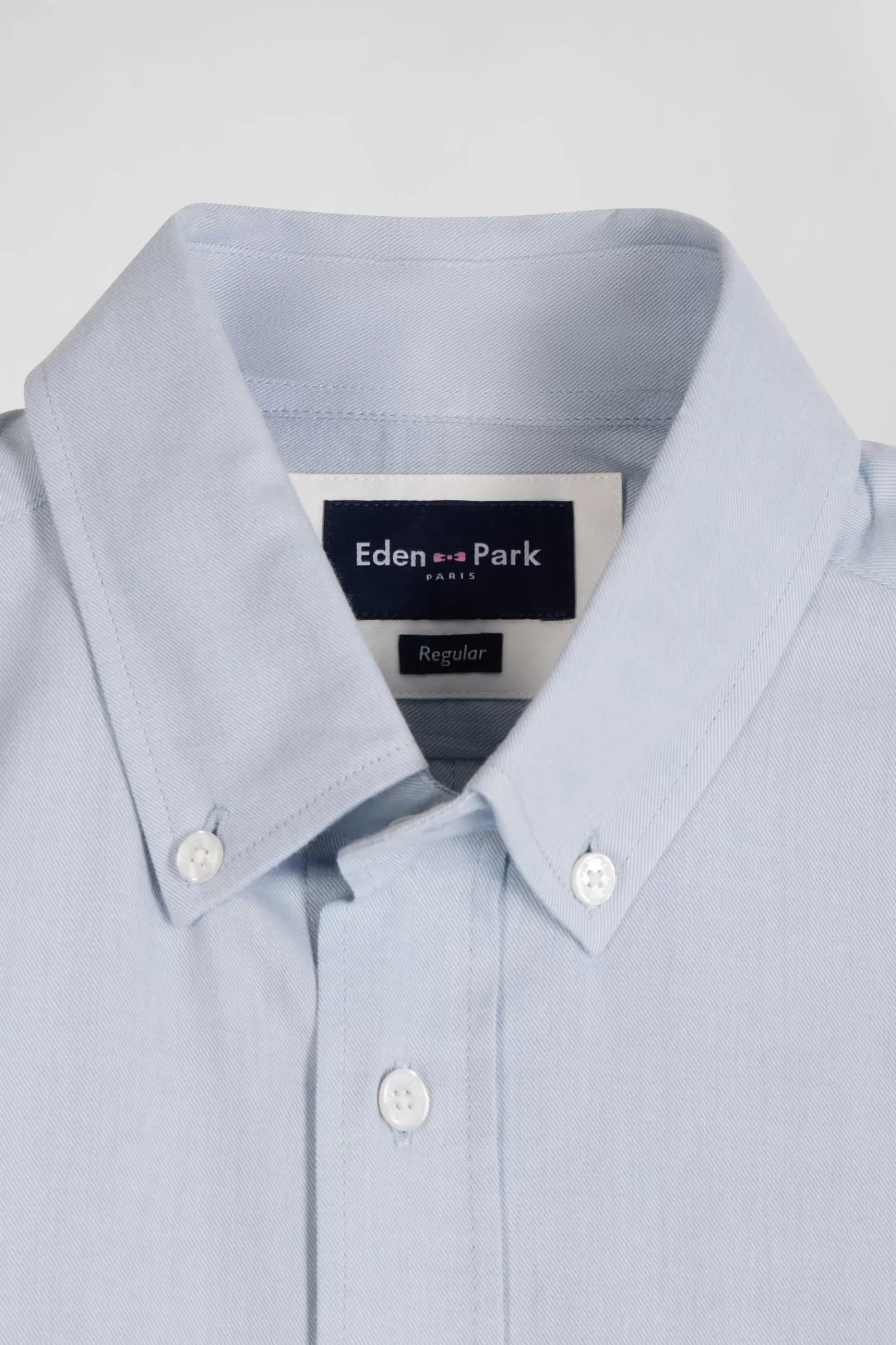 regular_plain_sky_blue_cotton_twill_shirt_with_buttondown_collar_6.webp Eden Park Regular plain sky blue cotton twill shirt with button-down collar< Shirts