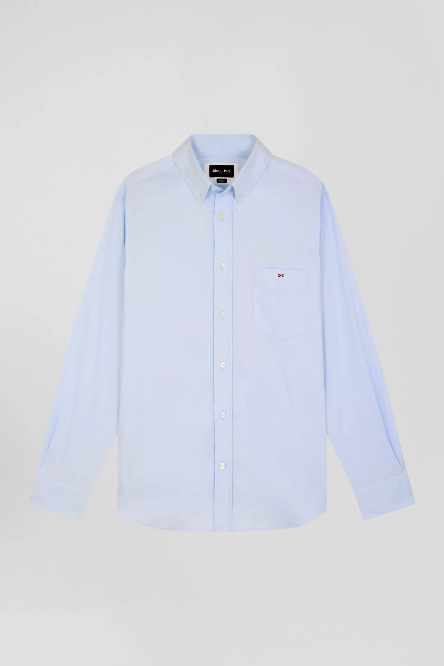 Eden Park Regular plain sky blue mixed stretch cotton shirt< Shirts