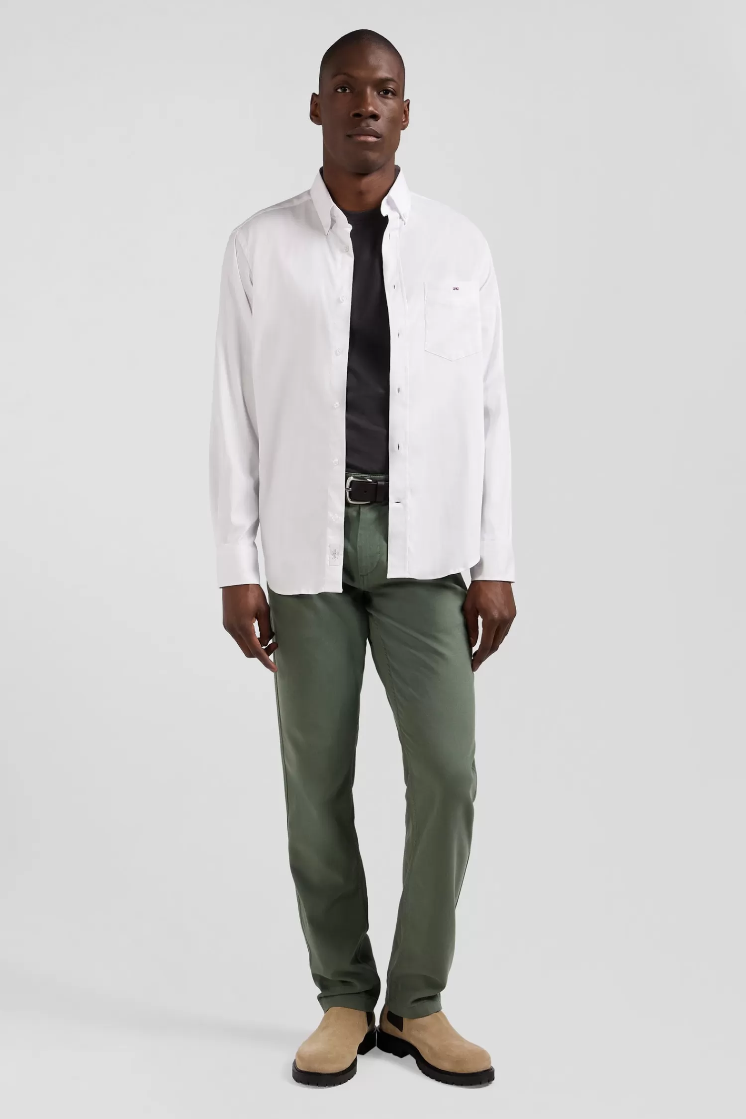 Eden Park Regular plain white mixed stretch cotton shirt< Shirts