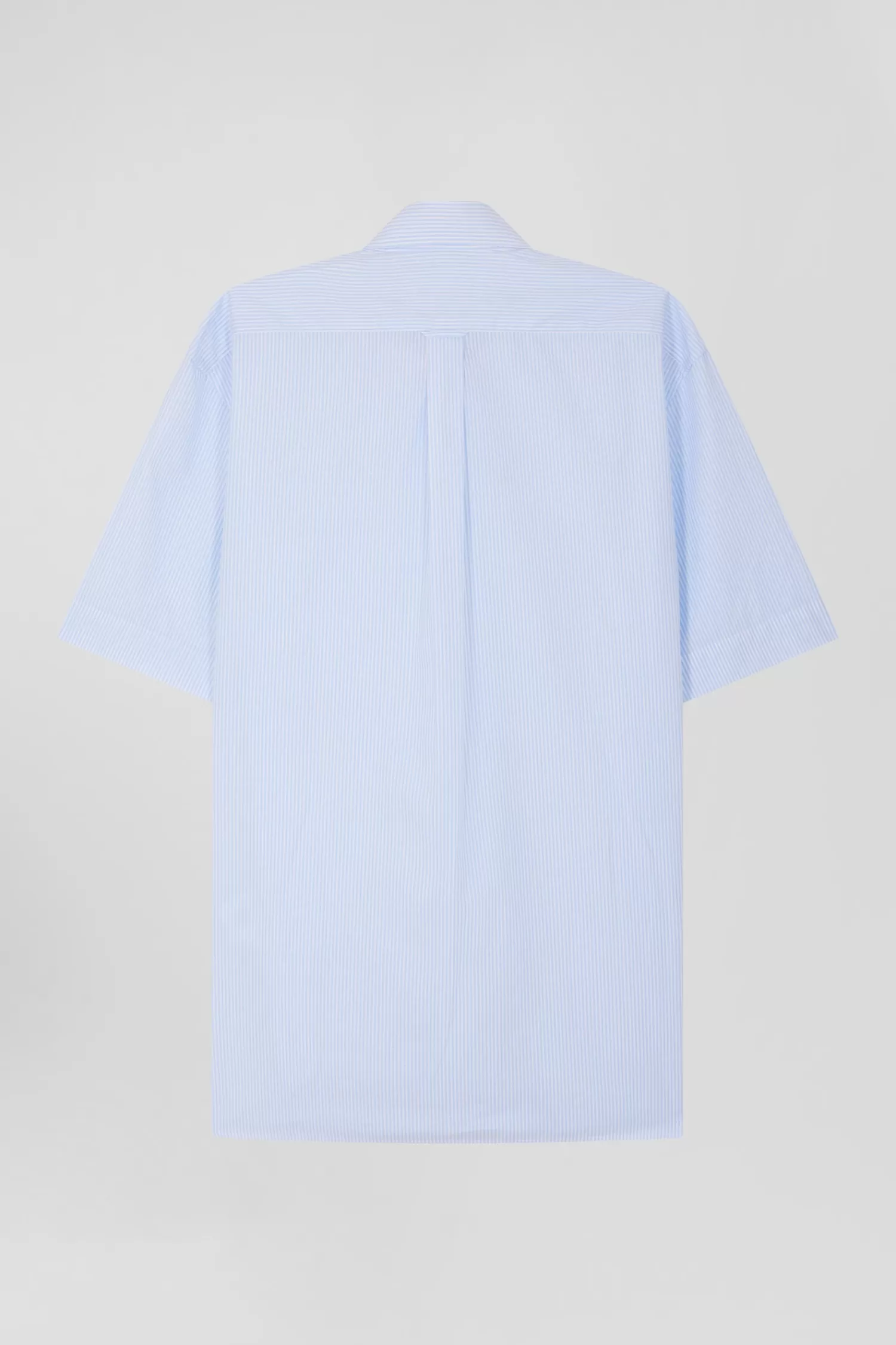 Eden Park Regular sky blue and white striped cotton short-sleeved shirt< Short-sleeved Shirts