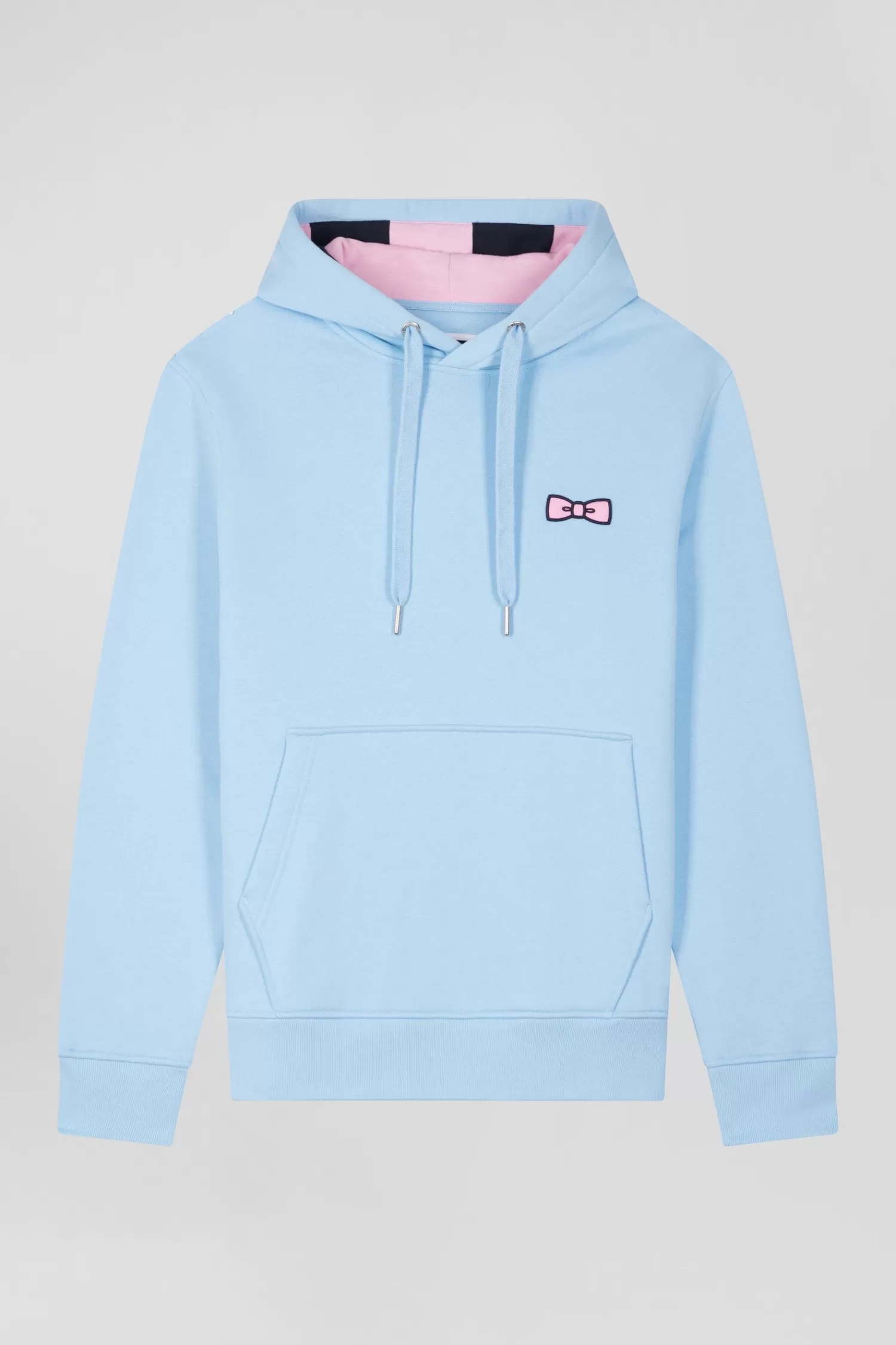 Eden Park Regular sky blue brushed cotton fleece hoodie with embroidery< Sweatshirts