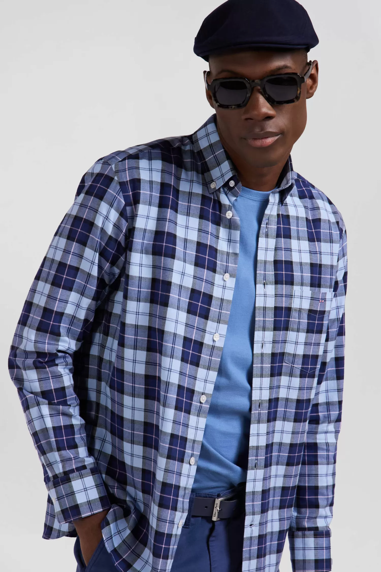 regular_sky_blue_checked_cotton_twill_shirt_2.webp Eden Park Regular sky blue checked cotton twill shirt< Shirts