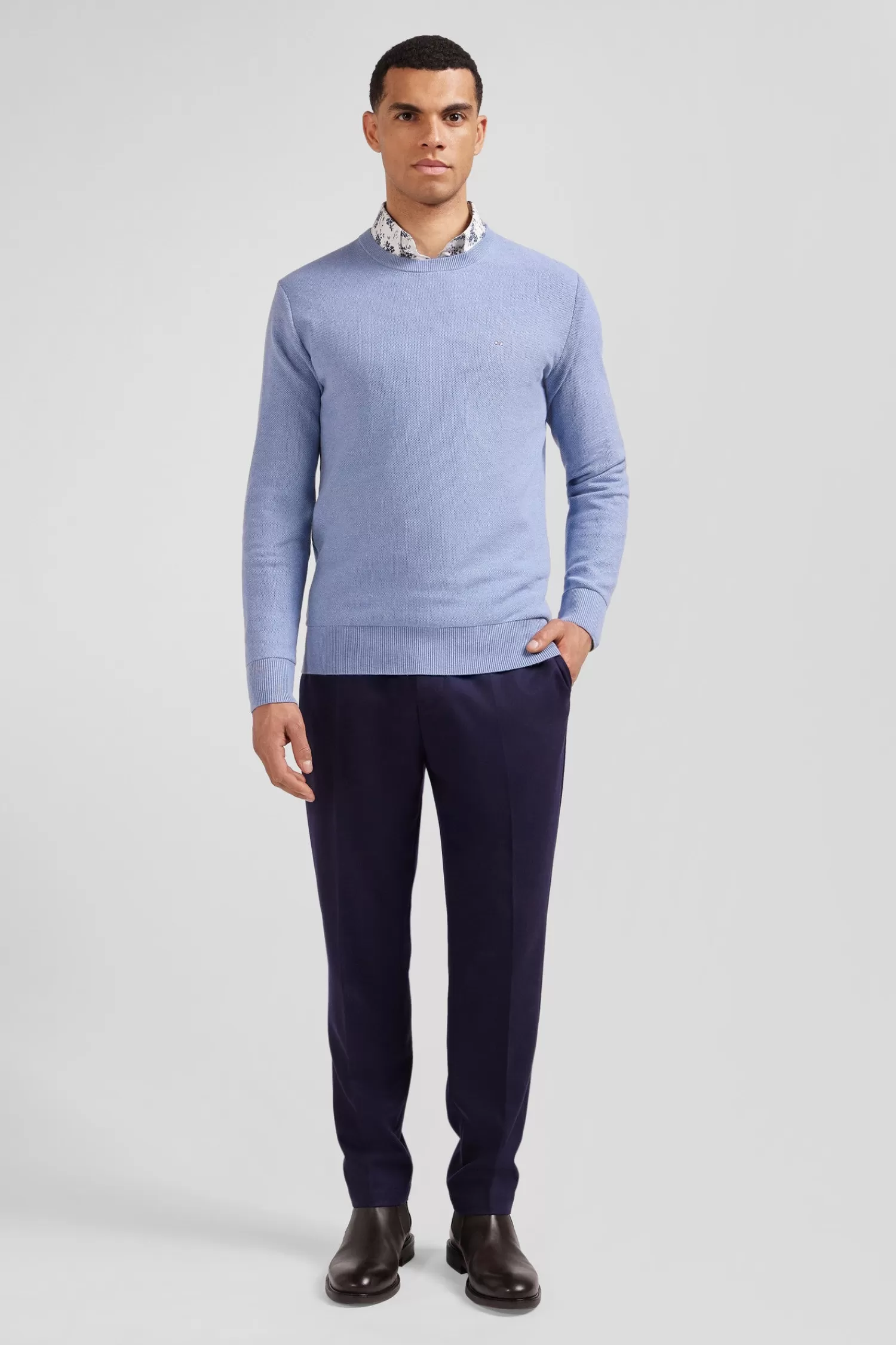 Eden Park Regular sky blue cotton crew neck jumper< Sweaters