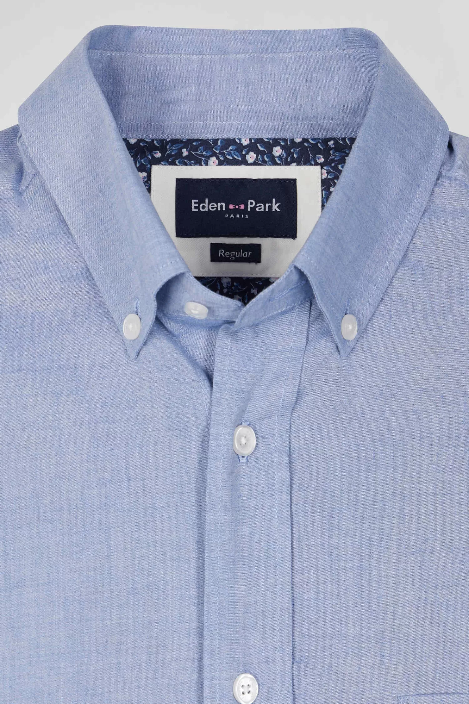 regular_sky_blue_cotton_denim_shirt_with_printed_elbow_patches_6.webp Eden Park Regular sky blue cotton denim shirt with printed elbow patches< Shirts