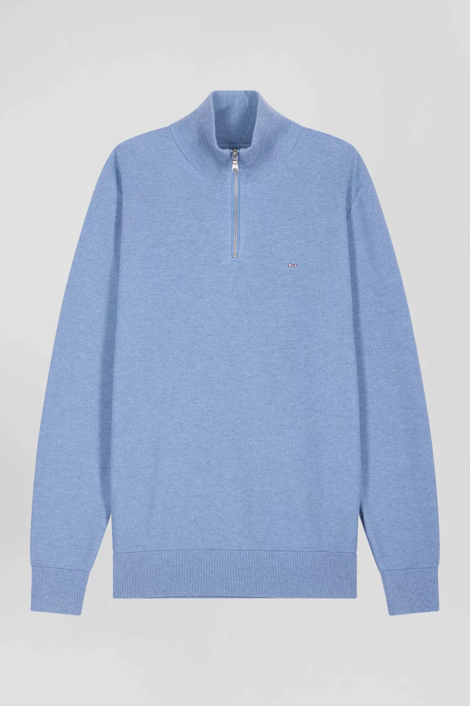 Eden Park Regular sky blue cotton semi-zipped jumper< Sweaters