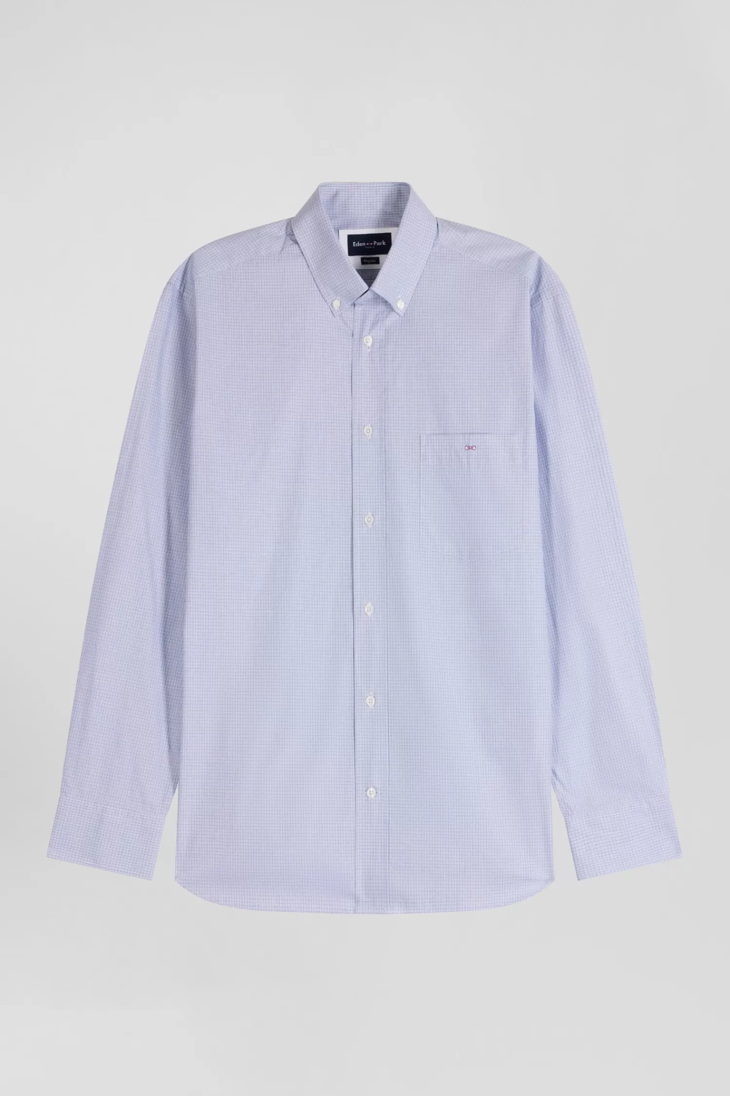 Eden Park Regular sky blue cotton shirt with micro checks< Shirts