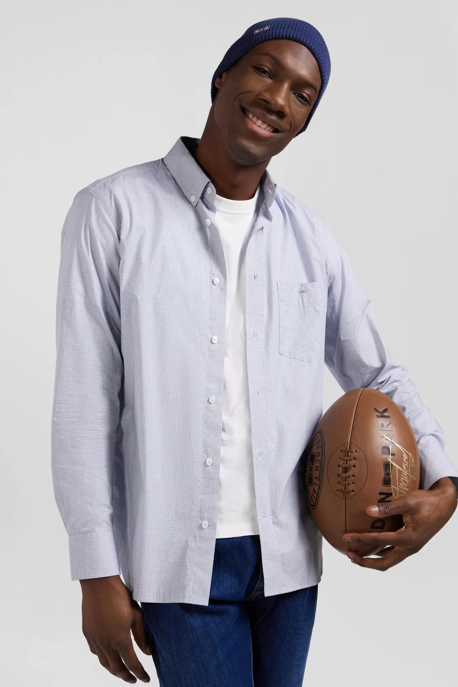 regular_sky_blue_cotton_shirt_with_micro_checks_2.webp Eden Park Regular sky blue cotton shirt with micro checks< Shirts