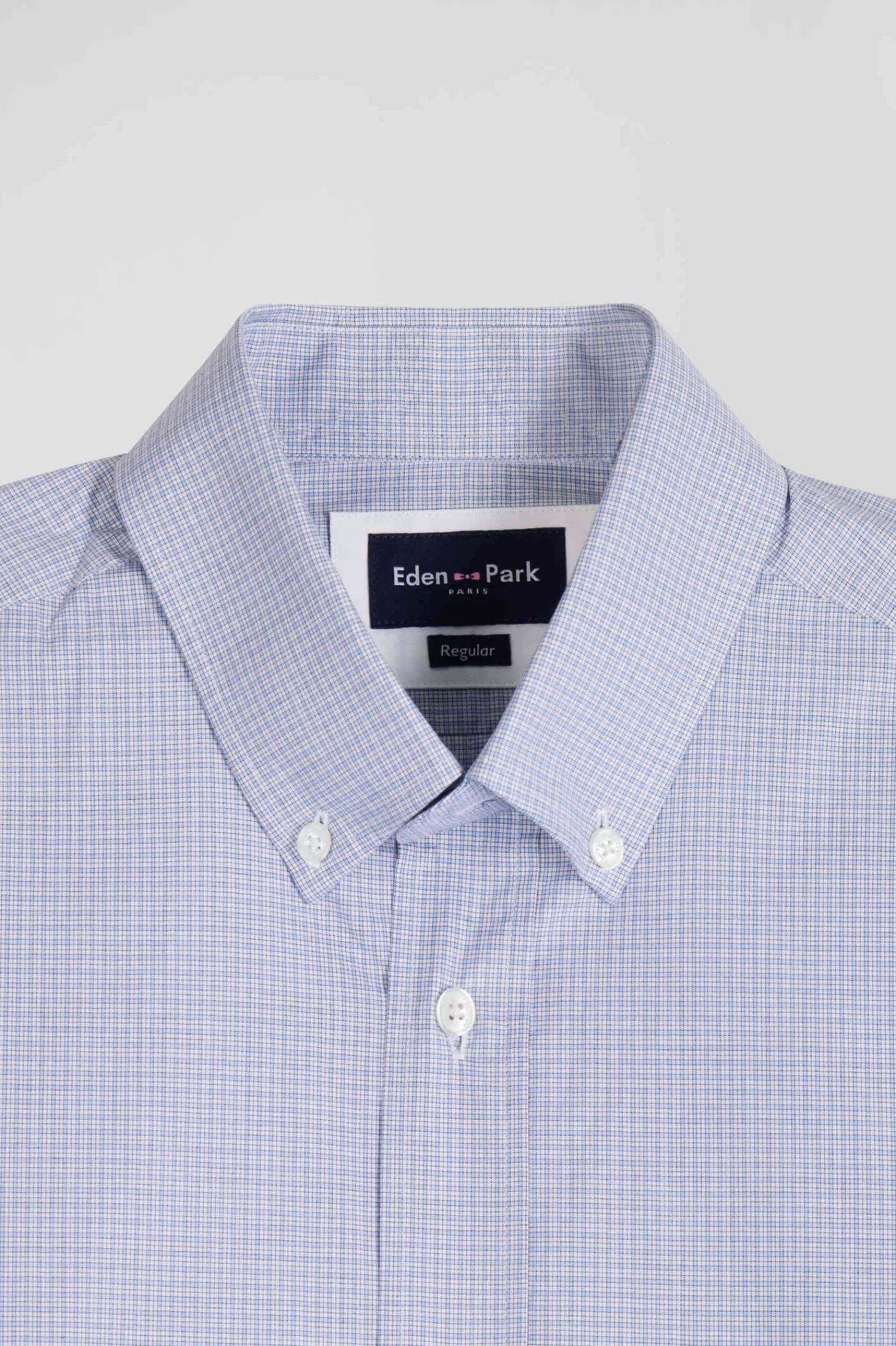 regular_sky_blue_cotton_shirt_with_micro_checks_6.webp Eden Park Regular sky blue cotton shirt with micro checks< Shirts