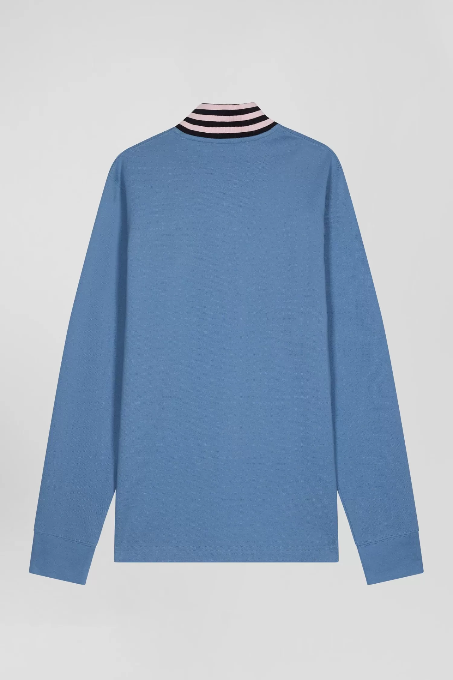 regular_sky_blue_longsleeved_cotton_piqu_polo_shirt_with_striped_collar_3.webp Eden Park Regular sky blue long-sleeved cotton piqué polo shirt with striped collar< Polos