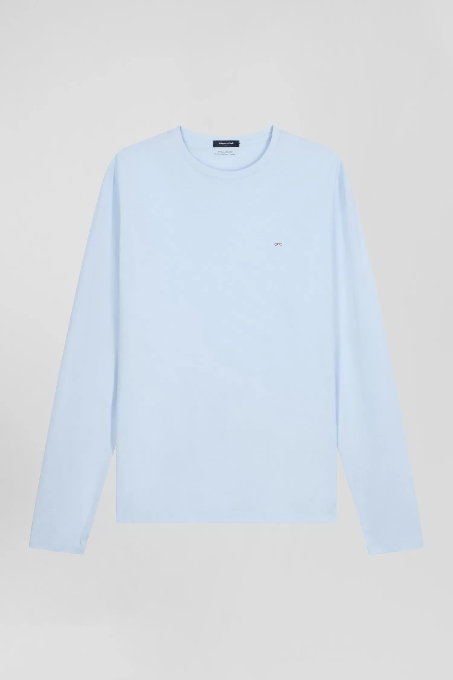 Eden Park Regular sky blue long-sleeved cotton T-shirt< T-shirts