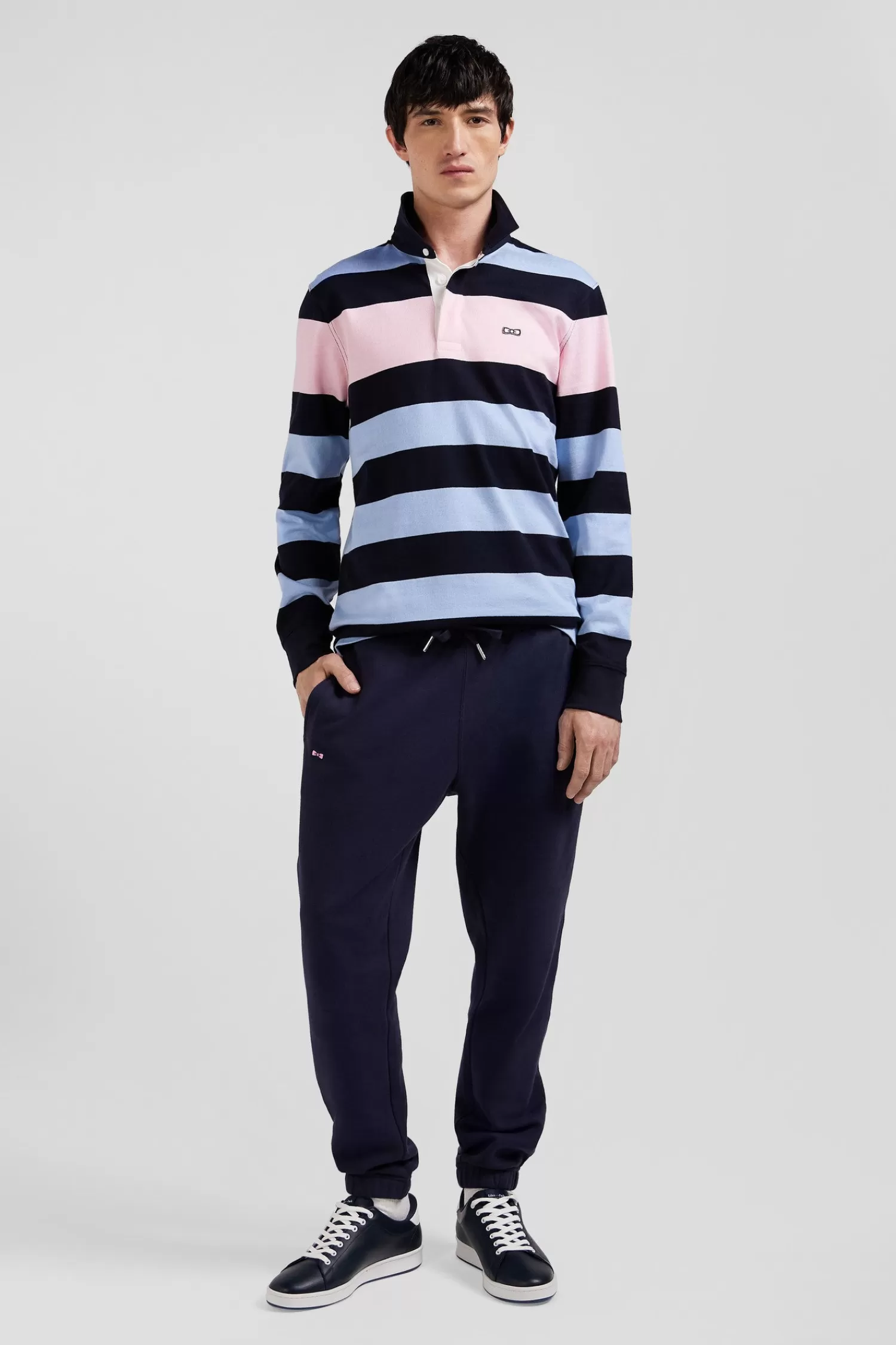 Eden Park Regular sky blue long-sleeved striped cotton rugby shirt< Rugby Shirts