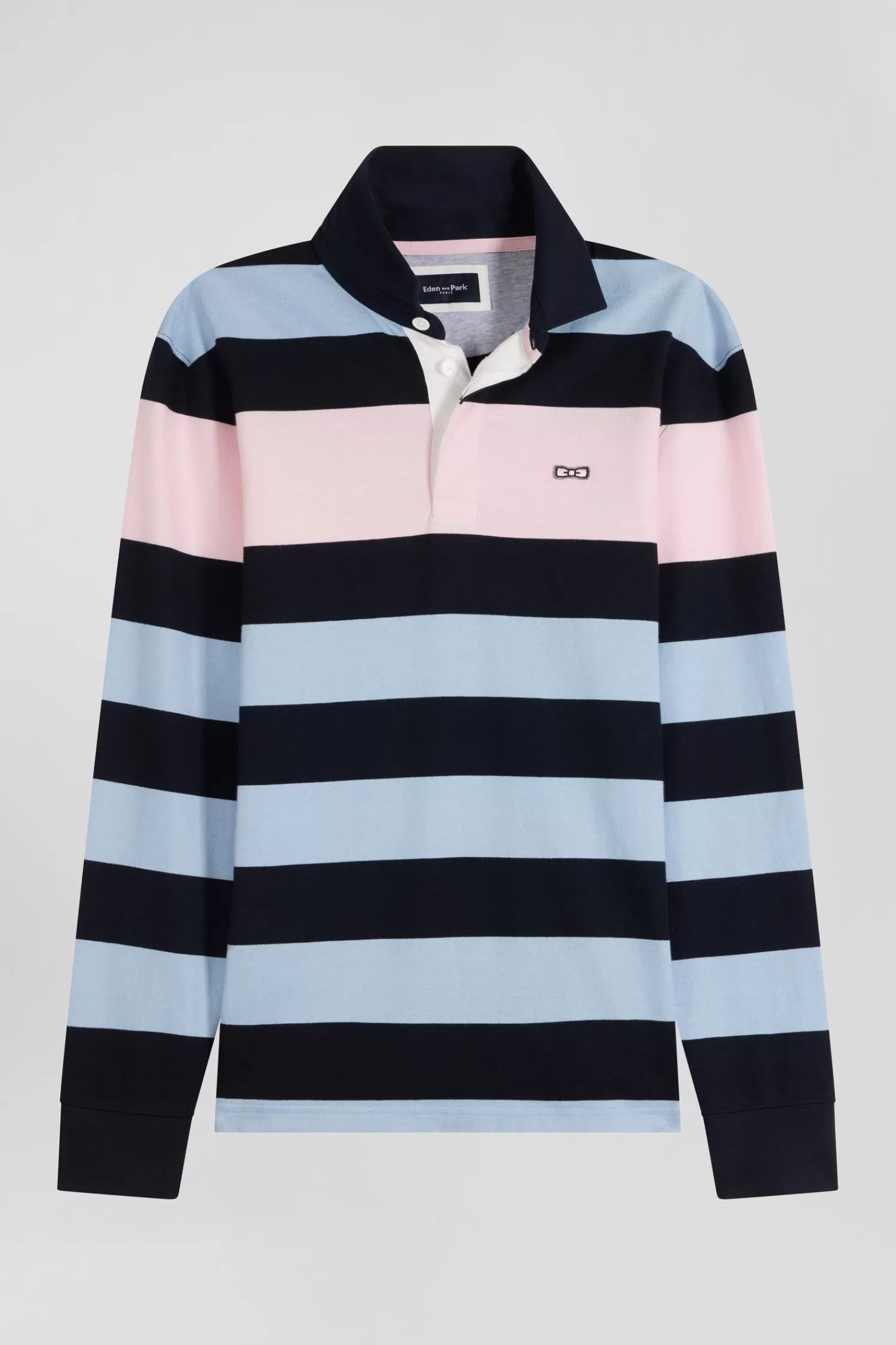 Eden Park Regular sky blue long-sleeved striped cotton rugby shirt< Rugby Shirts