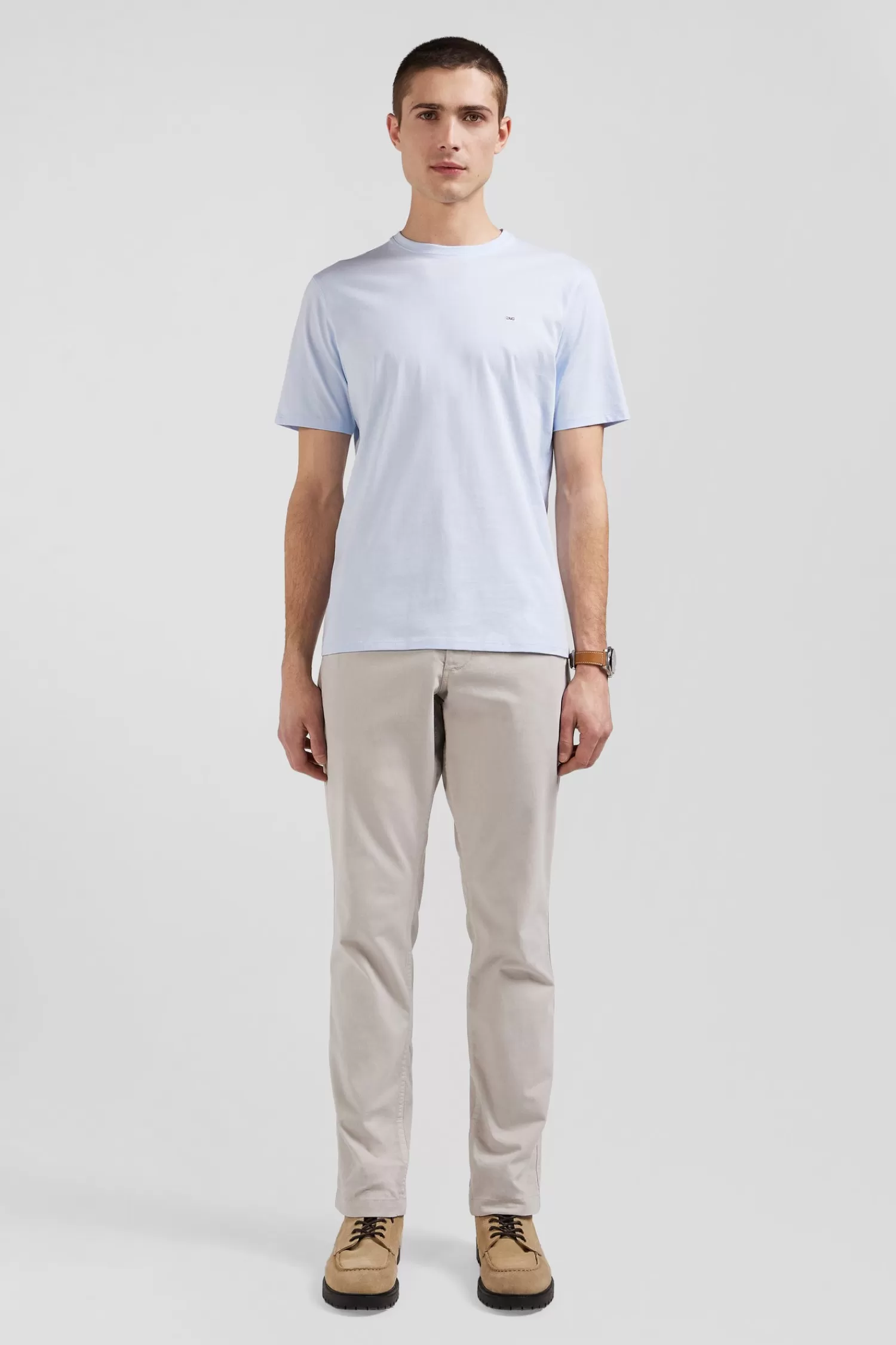 Eden Park Regular sky blue Pima cotton short-sleeved T-shirt< T-shirts