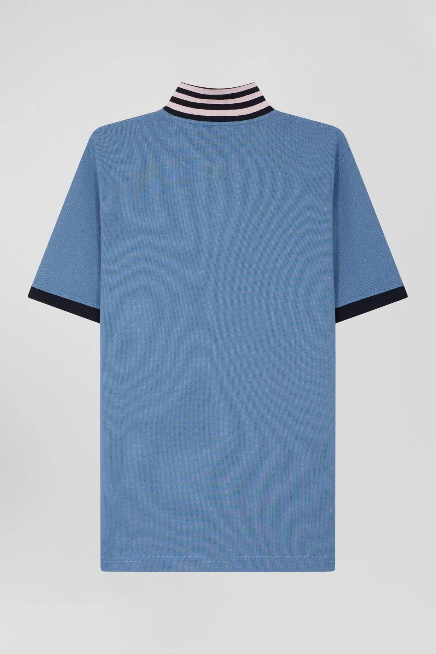 Eden Park Regular sky blue short-sleeved cotton piqué polo shirt with contrasting details< Polos