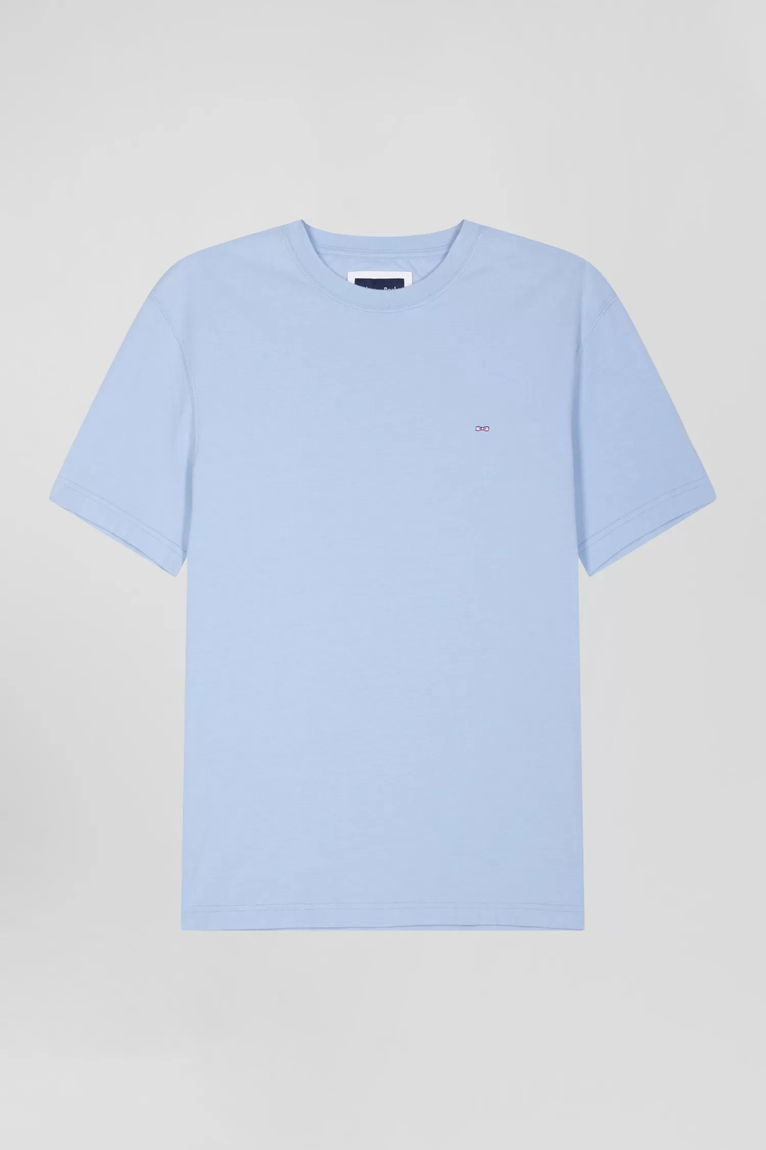 Eden Park Regular sky blue short-sleeved cotton T-shirt with back patch< T-shirts