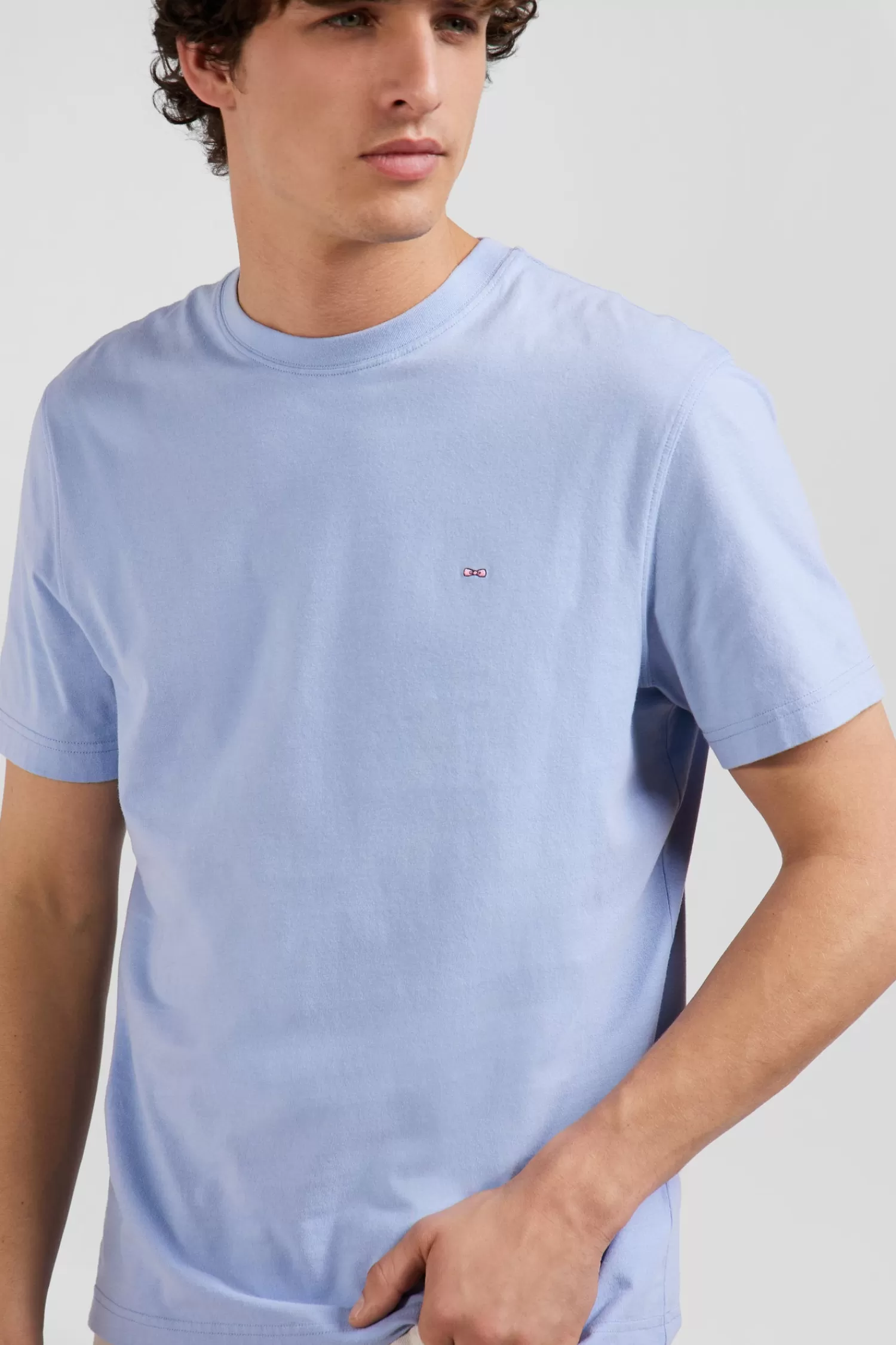 regular_sky_blue_shortsleeved_cotton_tshirt_with_back_patch_2.webp Eden Park Regular sky blue short-sleeved cotton T-shirt with back patch< T-shirts