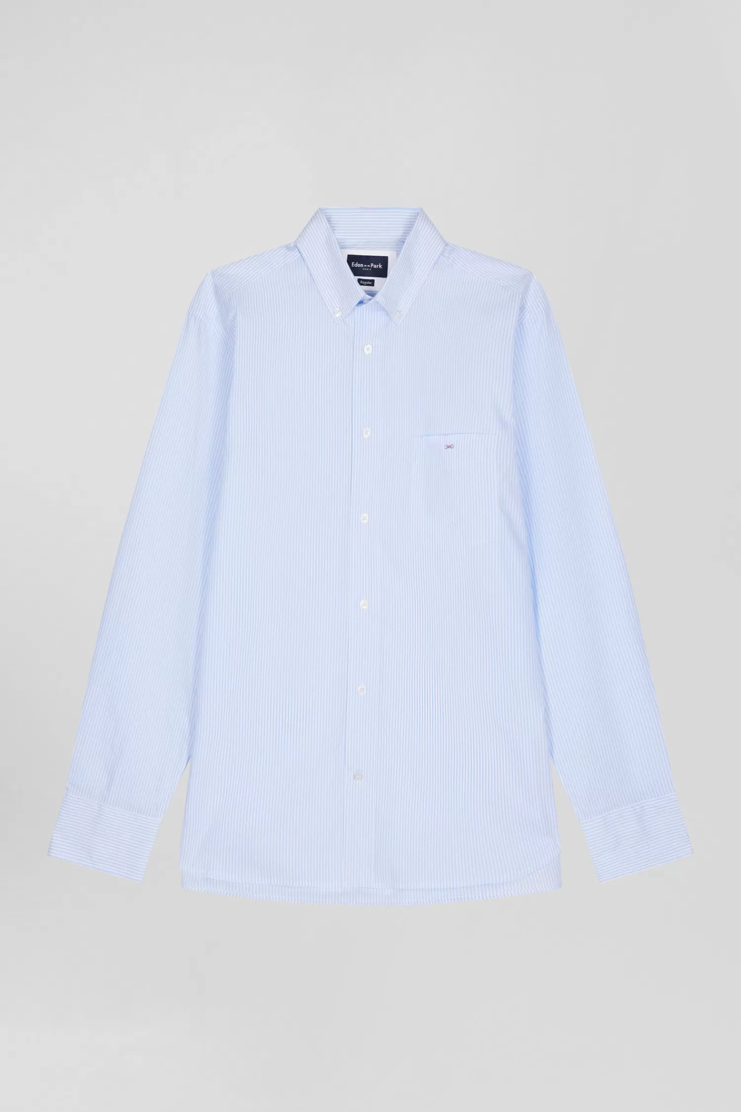 Eden Park Regular sky blue striped cotton jacquard shirt< Shirts